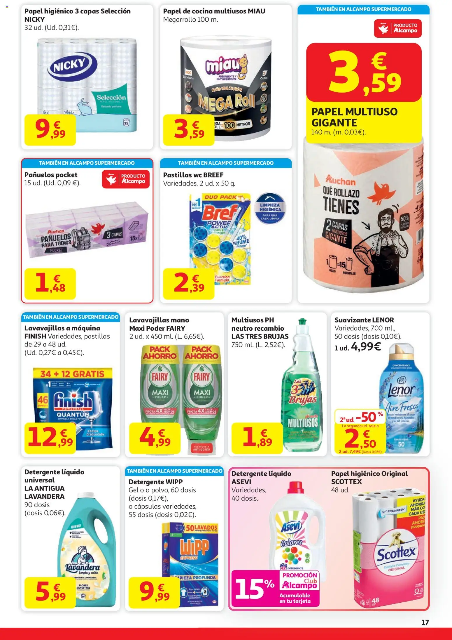 Alcampo - HG Unico Nacional │ válido desde el 15.01.2026 | Página: 17 | Productos: Detergente, Papel higienico, Suavizante, Lavavajillas