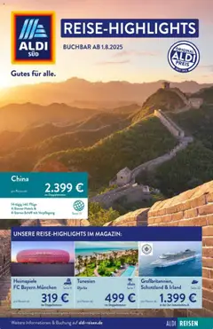 Aldi Reisen Prospekt 	 gültig ab dem 01.08.2025
