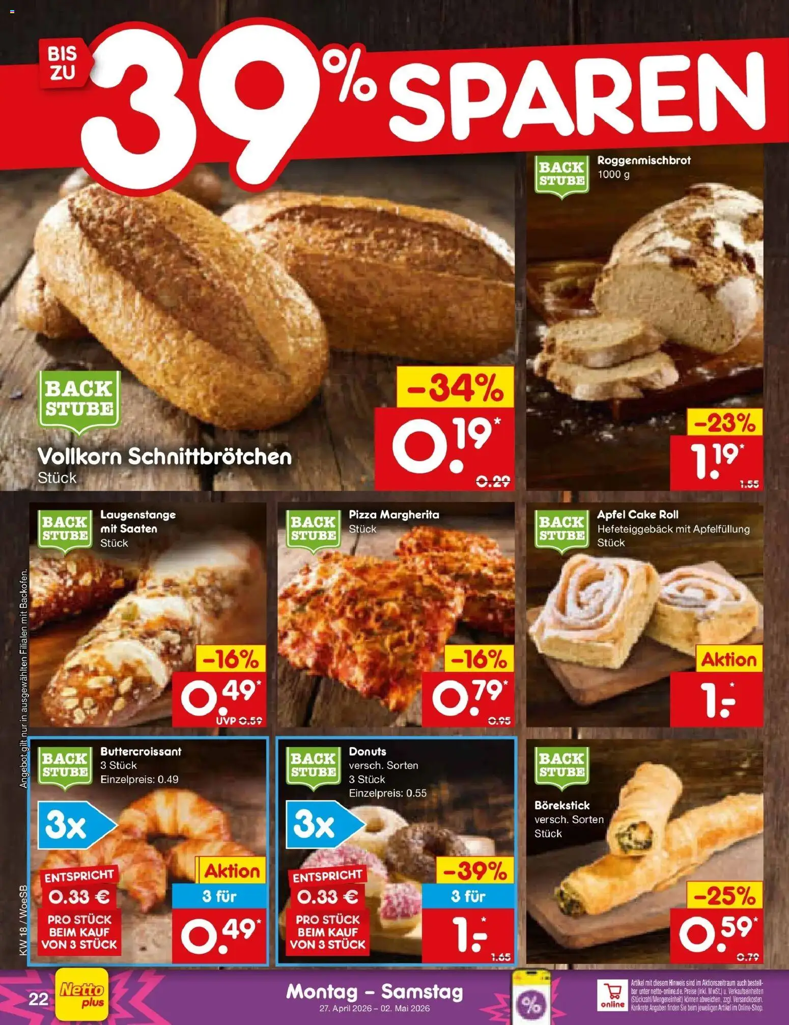 Netto Marken-Discount Prospekt Gemmingen	 – gültig ab 27.04.2026 | Seite: 30 | Produkte: Äpfel, Donuts, Pizza