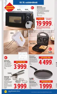 Silvercrest® Mikrohullámú sütő, 6 teljesítményfokozattal. Könnyen kezelhető forgószabályozó az idő és teljesítmény beállításához. Üveg forgótányérral. Méret: kb. 45x24x36 cm - amely érvényes a következő dátumtól: 15.01.2026 | Oldal: 20