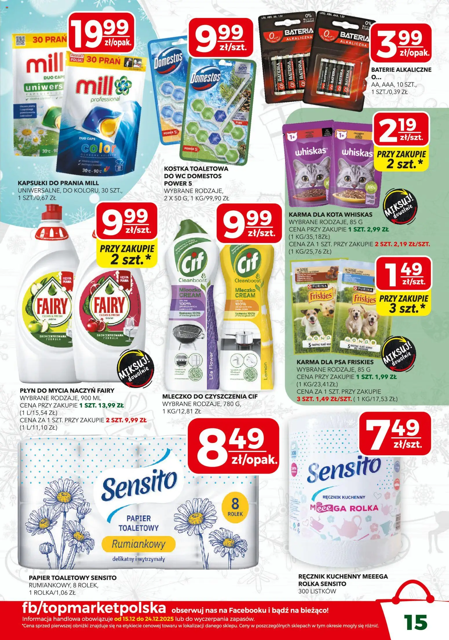 Top Market Gazetka od 15.12.2025 | Strona: 15 | Produkty: Kapsułki do prania mill, Domestos, Kapsułki do prania, Płyn do mycia naczyń