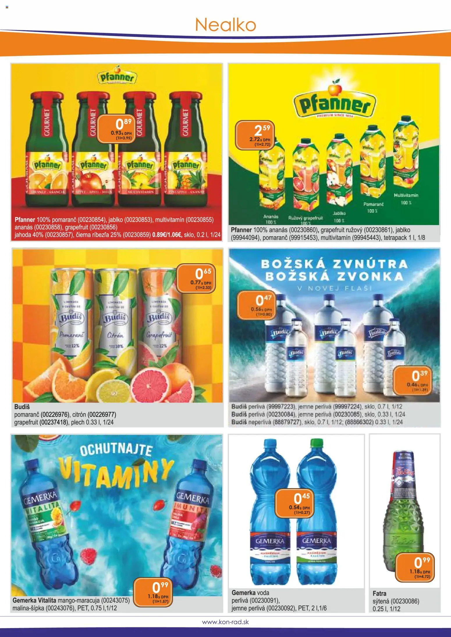 Nové KON - RAD akcie – leták je platný od 01.12.2025 | Strana: 37 | Produkty: Budiš, Ananás, Grapefruit, Voda