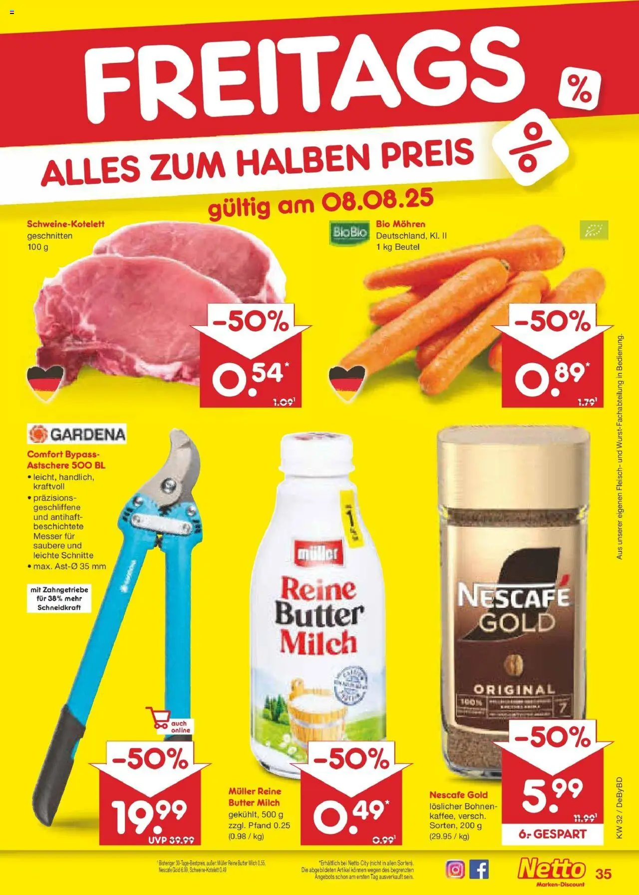Netto Marken-Discount prospekt Buttenwiesen	 - gültig ab dem 04.08.2025 | Seite: 63 | Produkte: Nescafe, Butter, Nescafe gold, Fleisch