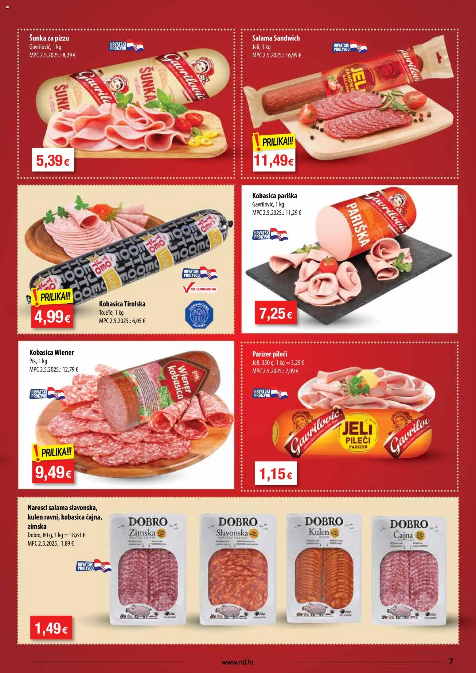 NTL katalog | vrijedi od 08.04.2026 | Stranica: 7 | Proizvodi: Salama, Šunka, Kobasica, Kulen