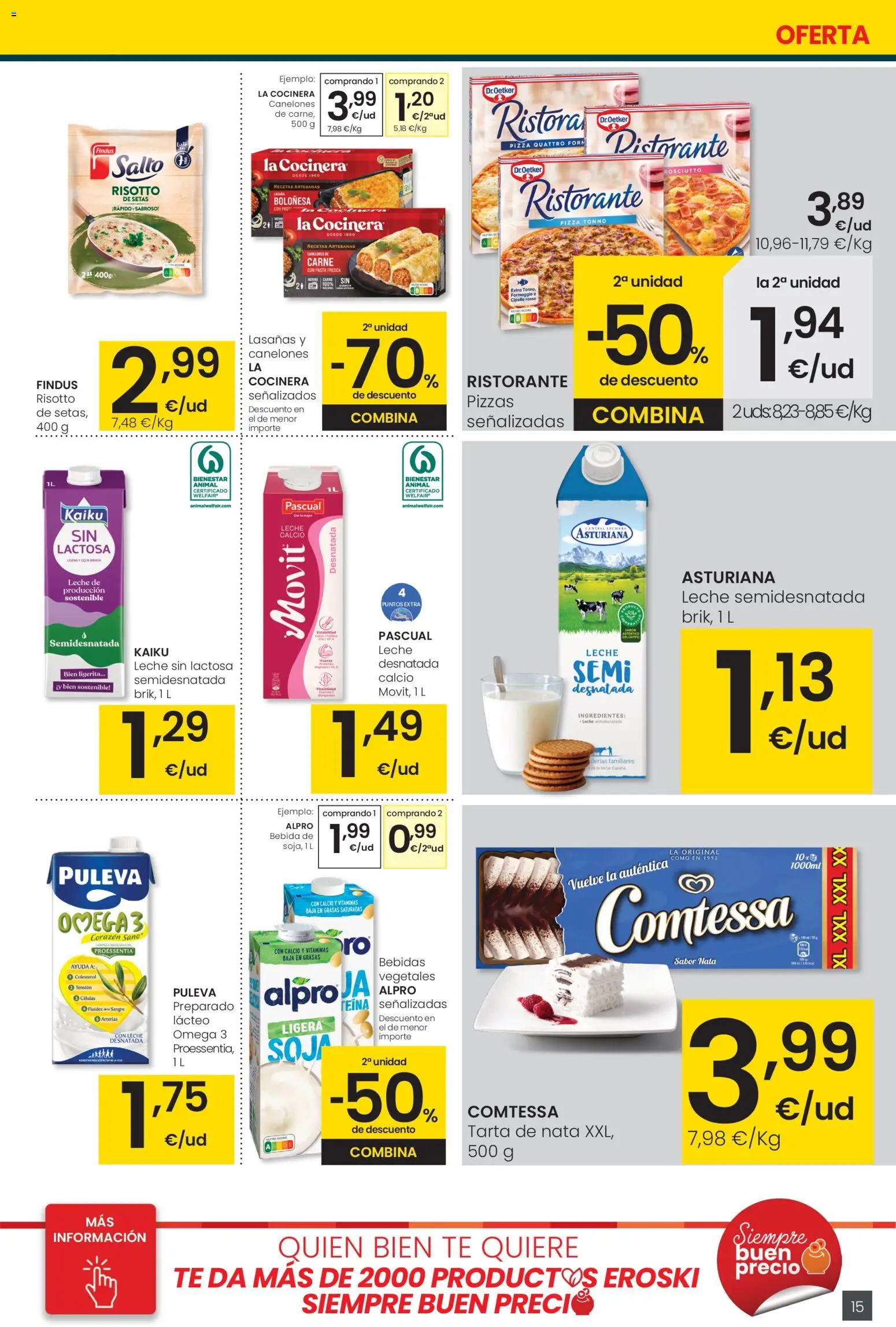 Eroski - Center │ válido desde el 05.01.2026 | Página: 15 | Productos: Pizza, Pasta, Té, Canelones