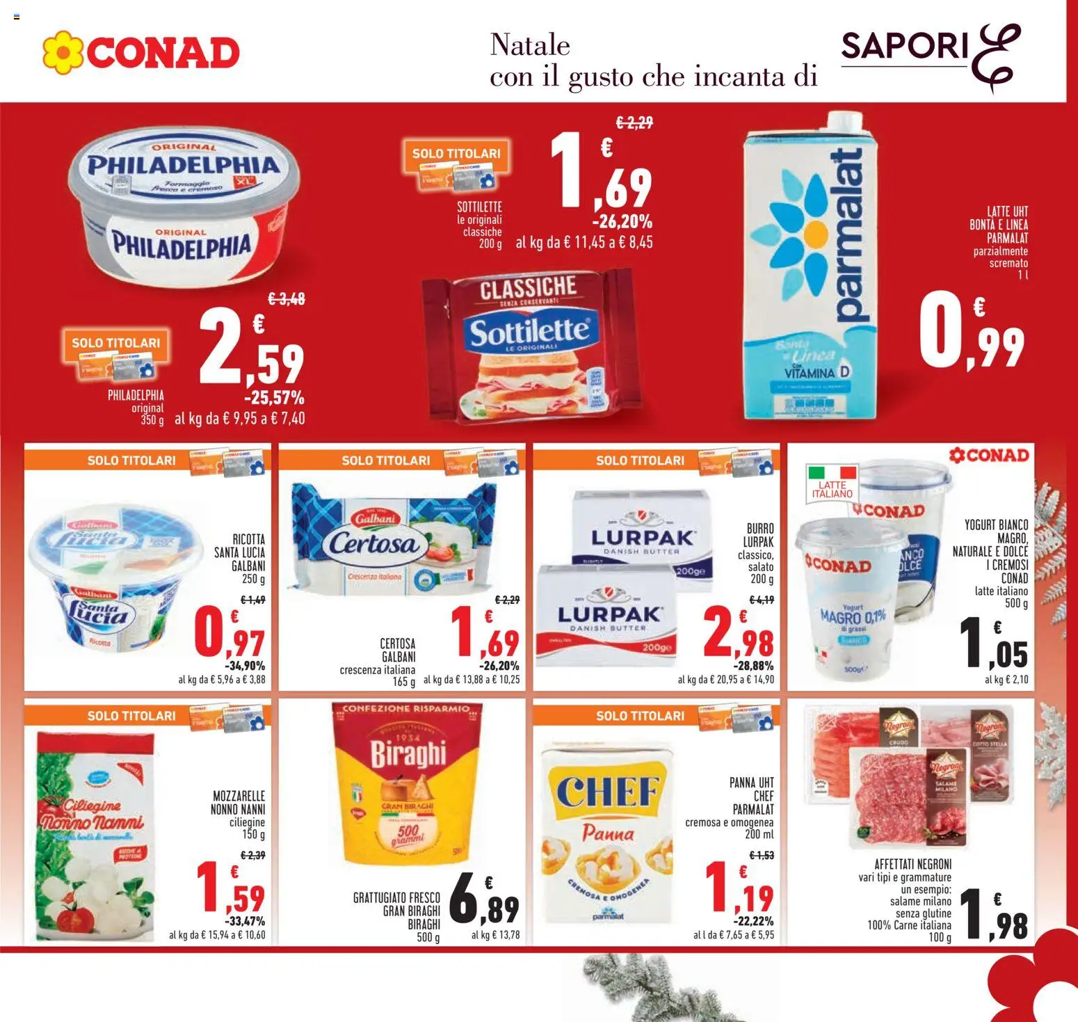 Volantino Conad del 15.12.2025 | Pagina: 13 | Prodotti: Salame, Mozzarella, Formaggio, Burro
