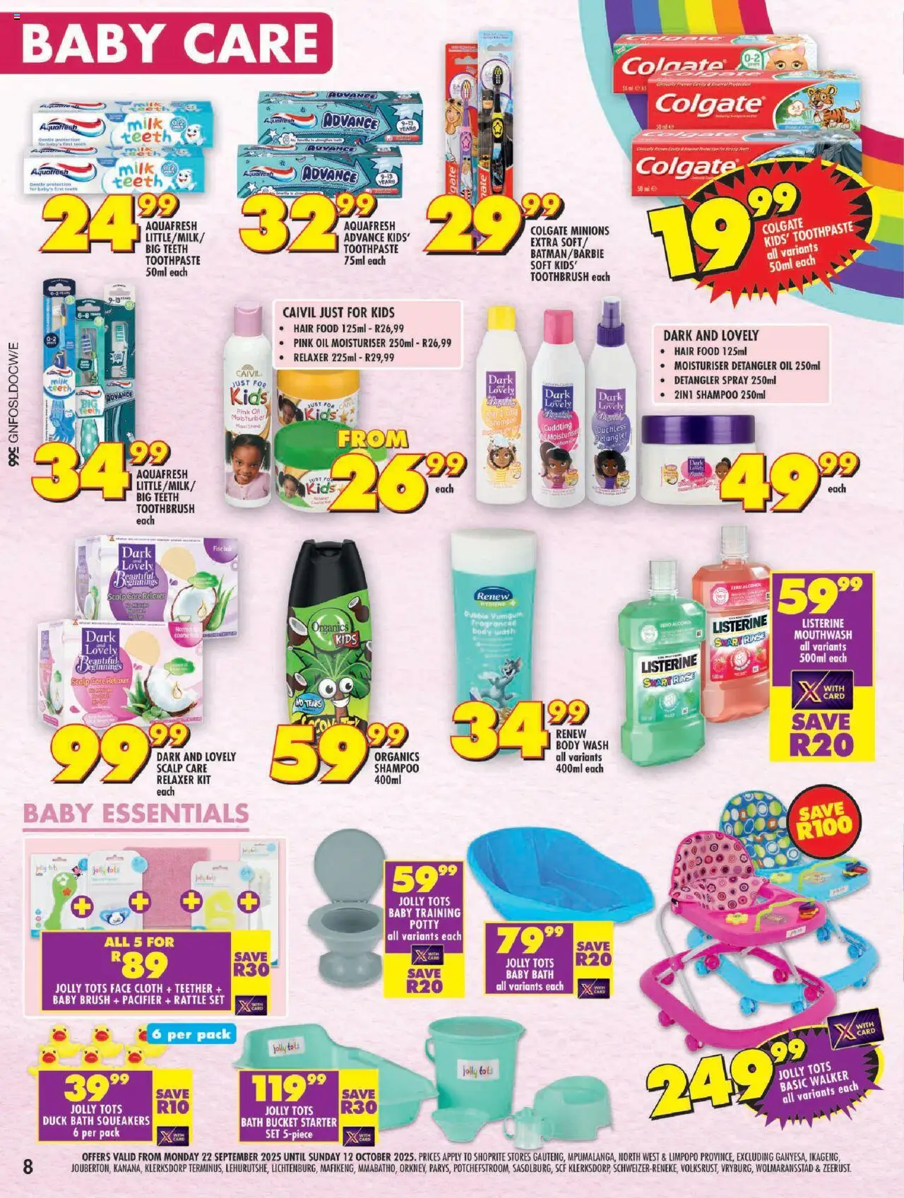 New Shoprite catalogue – valid from 22.09.2025 | Page: 8 | Products: Bath, Oil, Brush, Relaxer