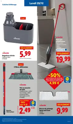 LIDL - Prévisualisation de Balai plat pulvérisateur, Multi-surface - Lavable en machine L'unité. n°486806 Également en ligne valide à partir de 29.12.2025 | Page: 11 | Produits: Balai, Vileda
