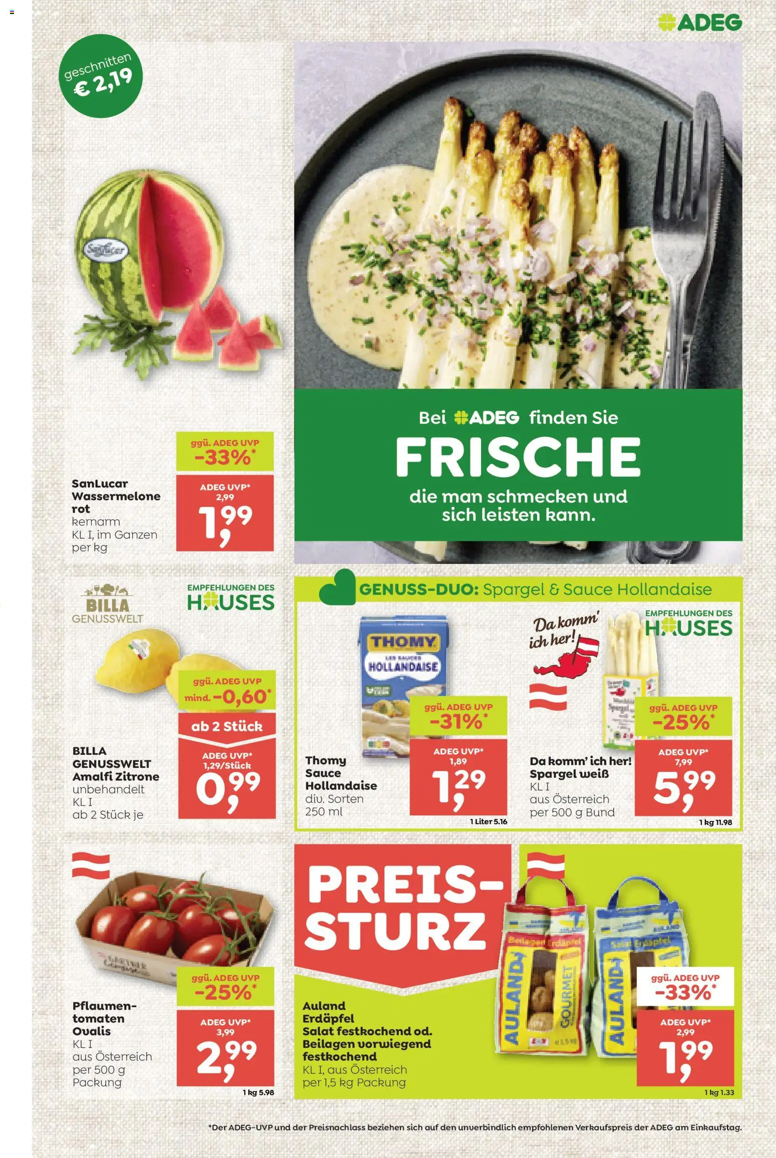 ADEG Flugblatt gültig ab 07.05.2026 | Seite: 3 | Produkte: Salat, Zitrone, Wassermelone, Tomaten