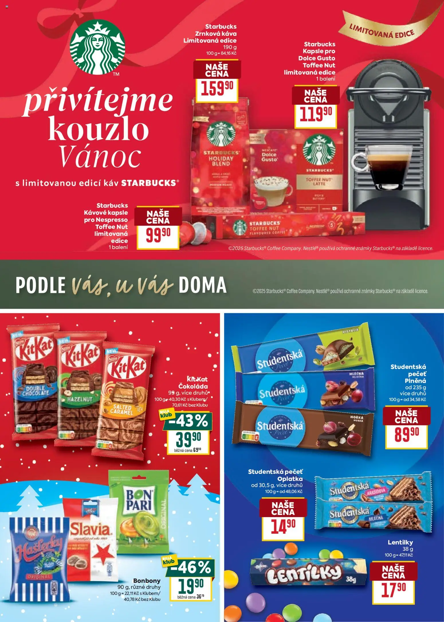 Billa leták - Partneři od 19.11.2025 | Strana: 19 | Produkty: Starbucks, Kapsle, Nespresso, Lentilky