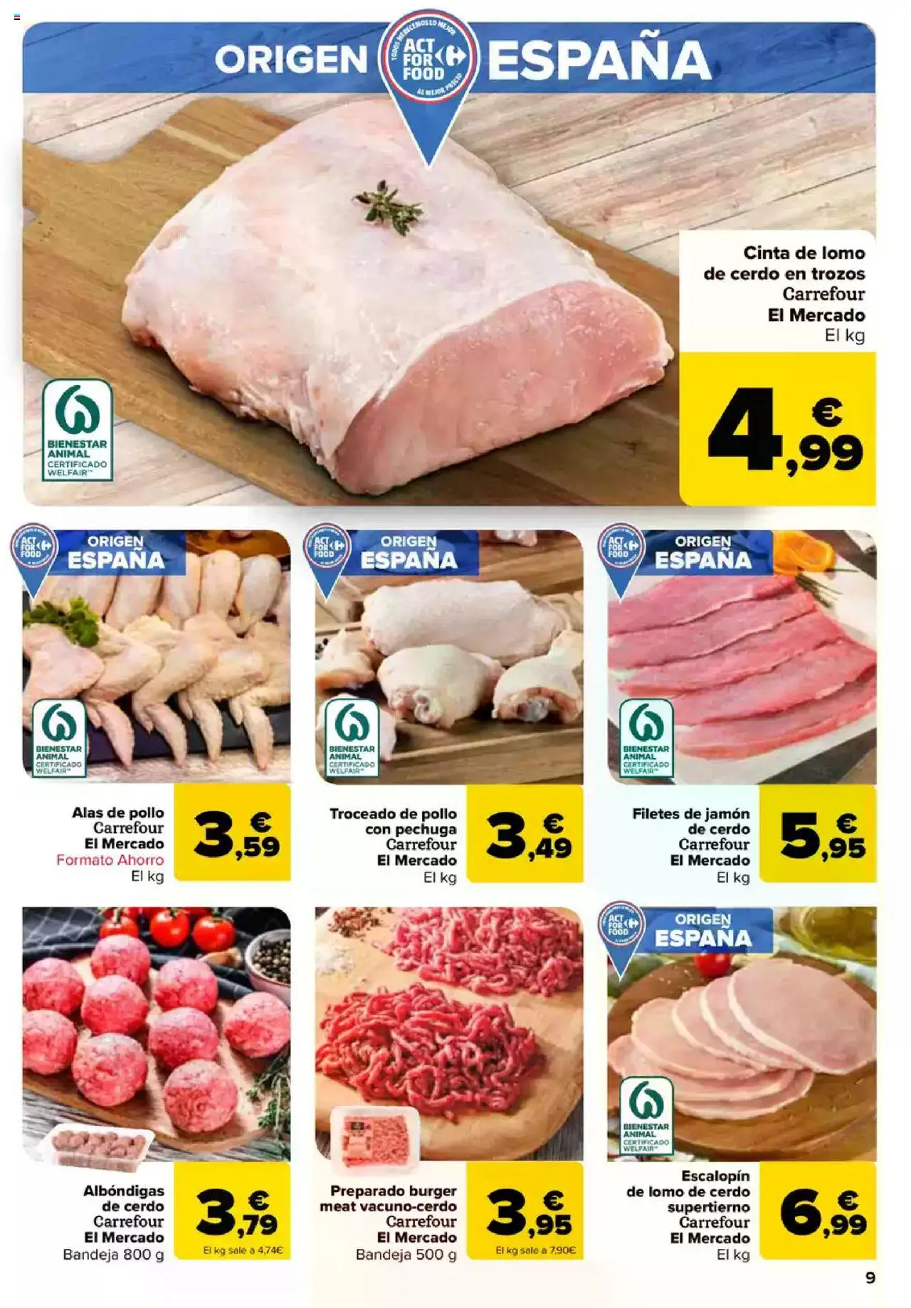 Carrefour folleto │ válido desde el 08.08.2025 | Página: 9 | Productos: Jamón, Cerdo, Bandeja