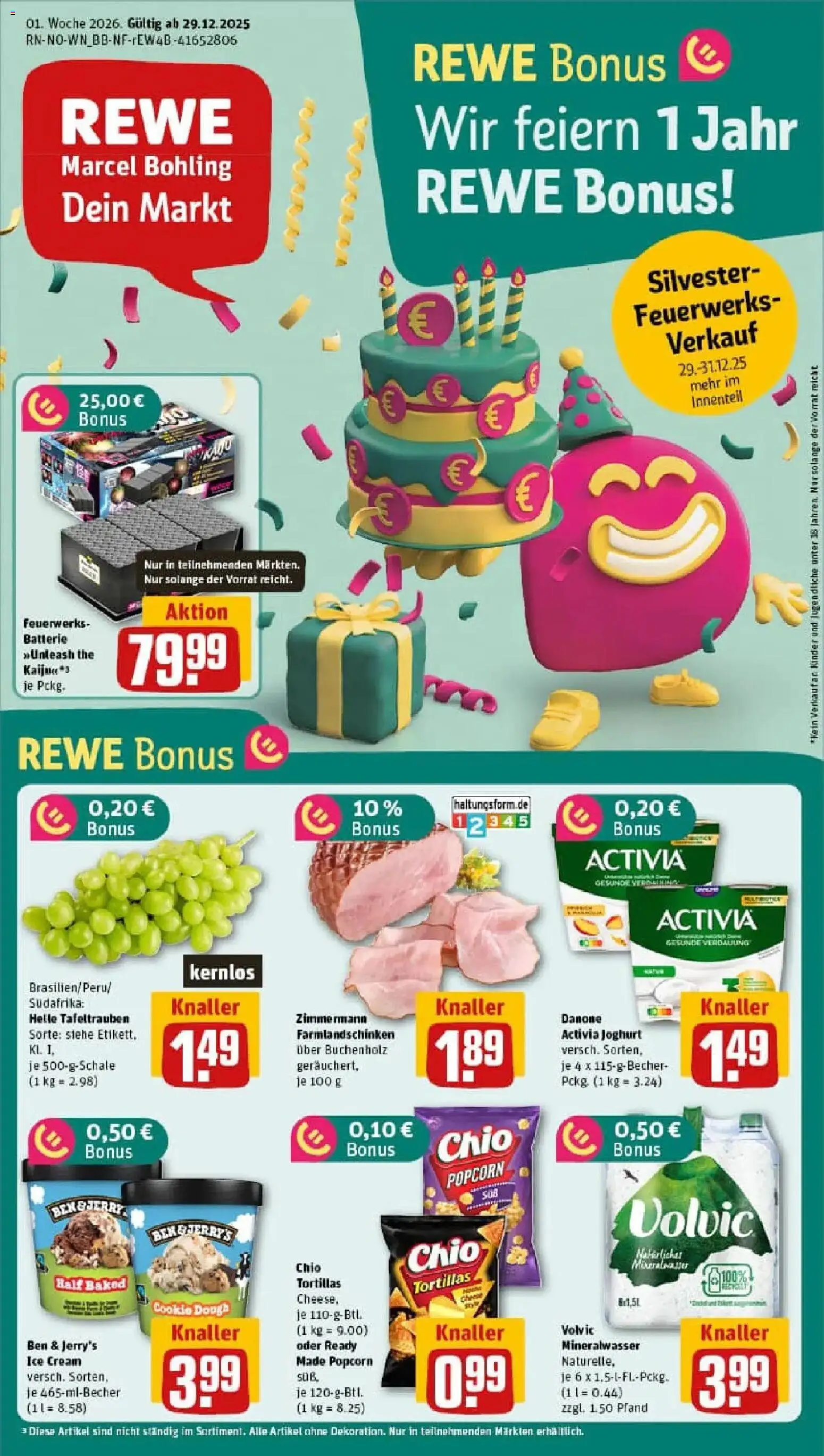Rewe prospekt Rethem/Aller	 – gültig ab 29.12.2025 | Seite: 1 | Produkte: Danone activia, Mineralwasser, Ben & Jerry's, Chips