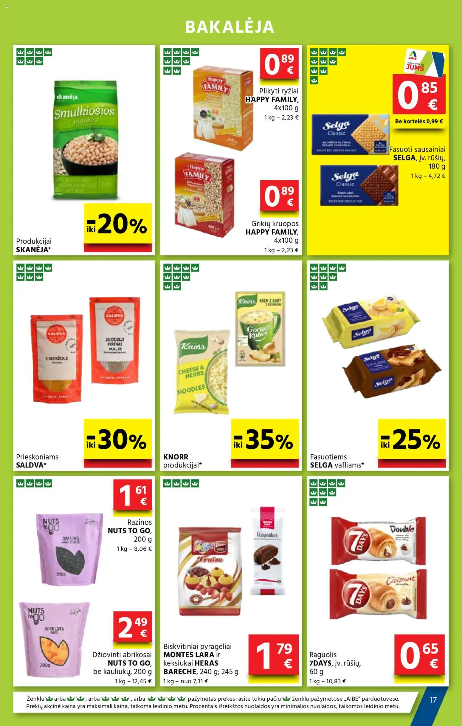 AIBE akcijos nuo 27.11.2025 | Puslapis: 17 | Prekių: Sausainiai, Pupelės, Kruopos, Ryžiai