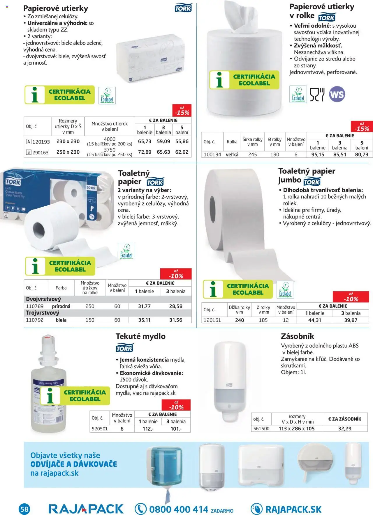 Nové Raja akcie – leták je platný od 01.09.2025 | Strana: 58 | Produkty: Toaletný papier, Mydlo