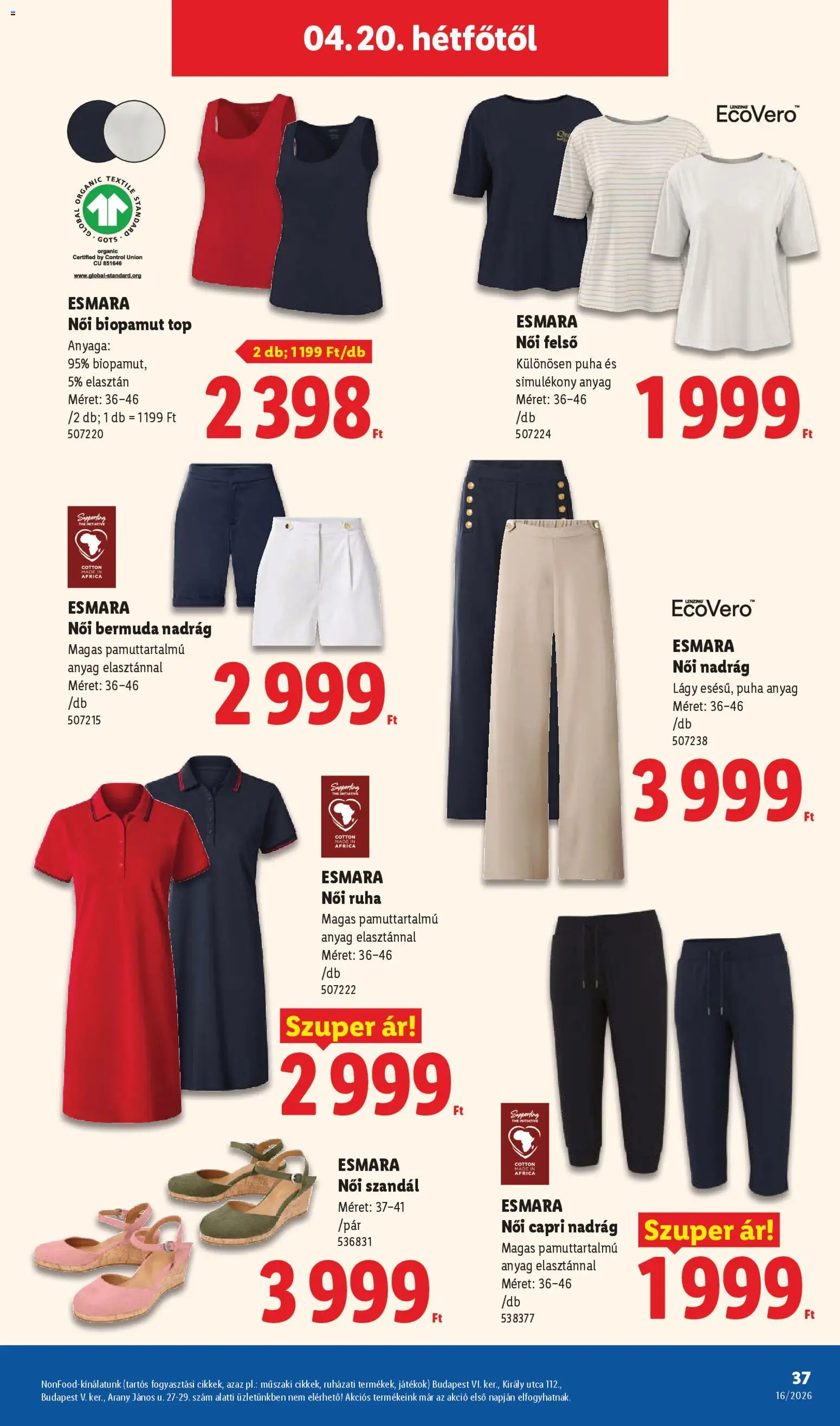 Lidl akciós ujság - amely érvényes a következő dátumtól: 16.04.2026 | Oldal: 37 | Termékek: Női nadrág, Játékok, Ruha, Nadrág