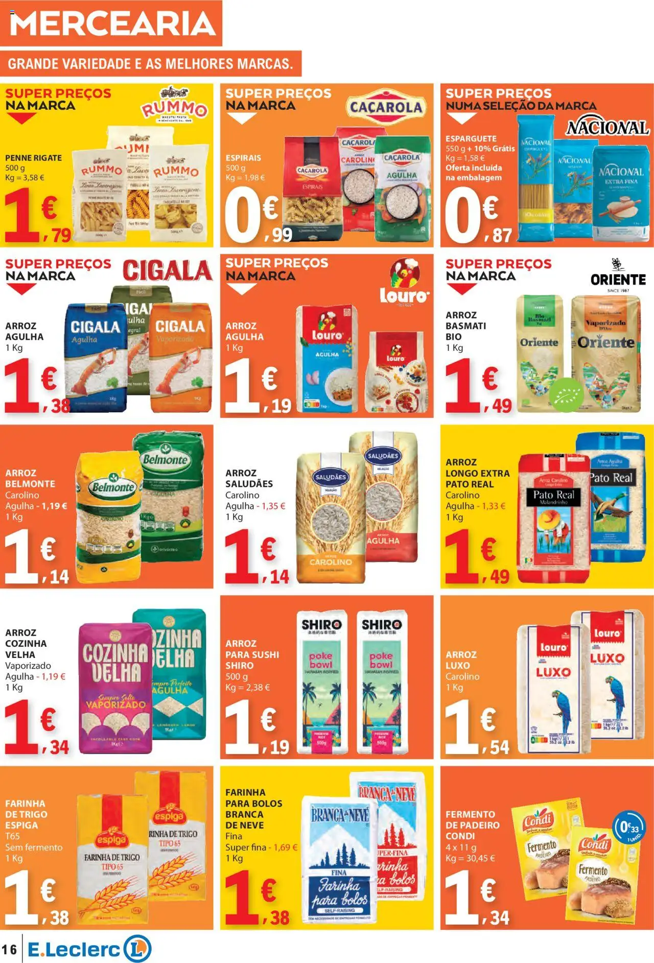 E.Leclerc - Folheto Semanal │ válido de 26.06.2025 | Página: 16 | Produtos: Farinha de trigo, Arroz basmati, Louro, Arroz