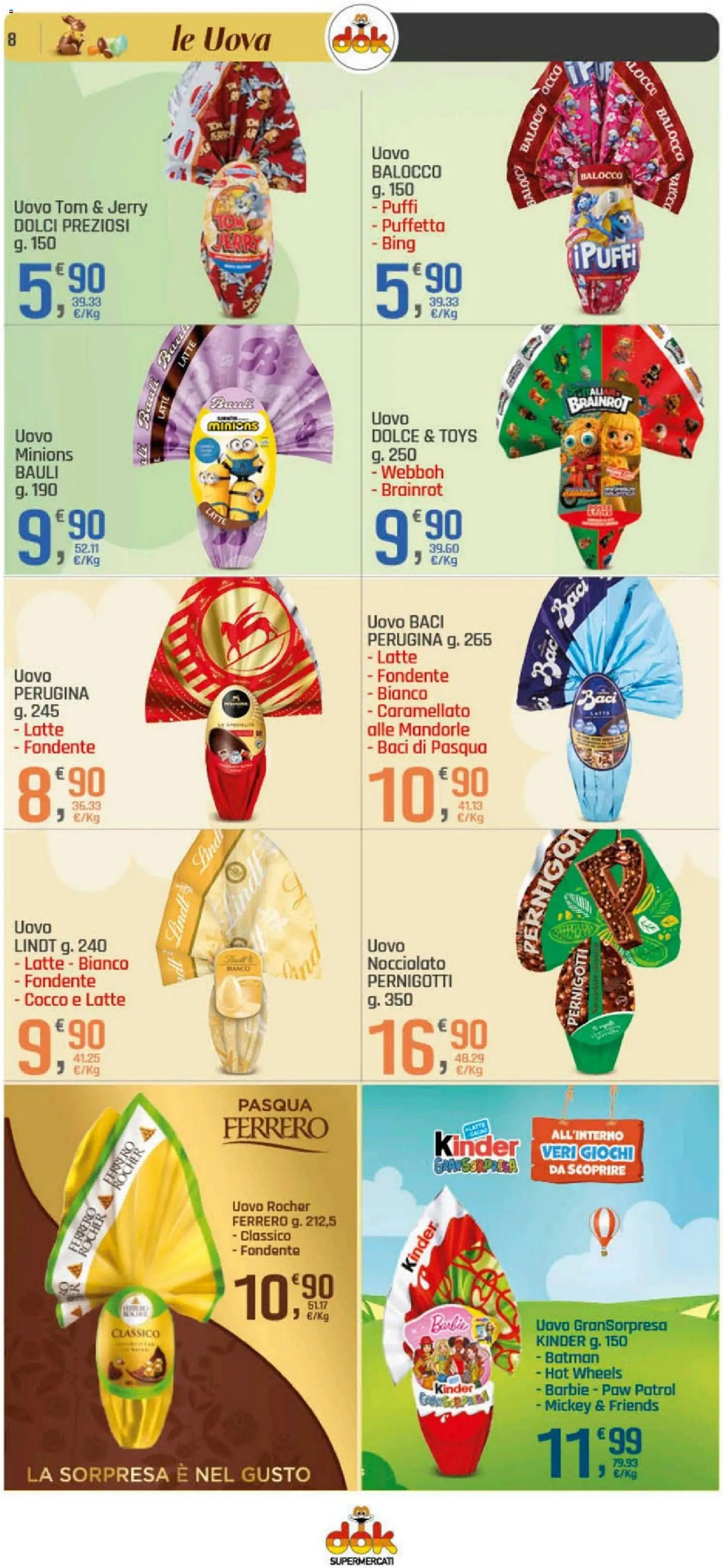 Volantino DOK del 26.03.2026 | Pagina: 8 | Prodotti: Uova, Latte, Mandorle, Cocco