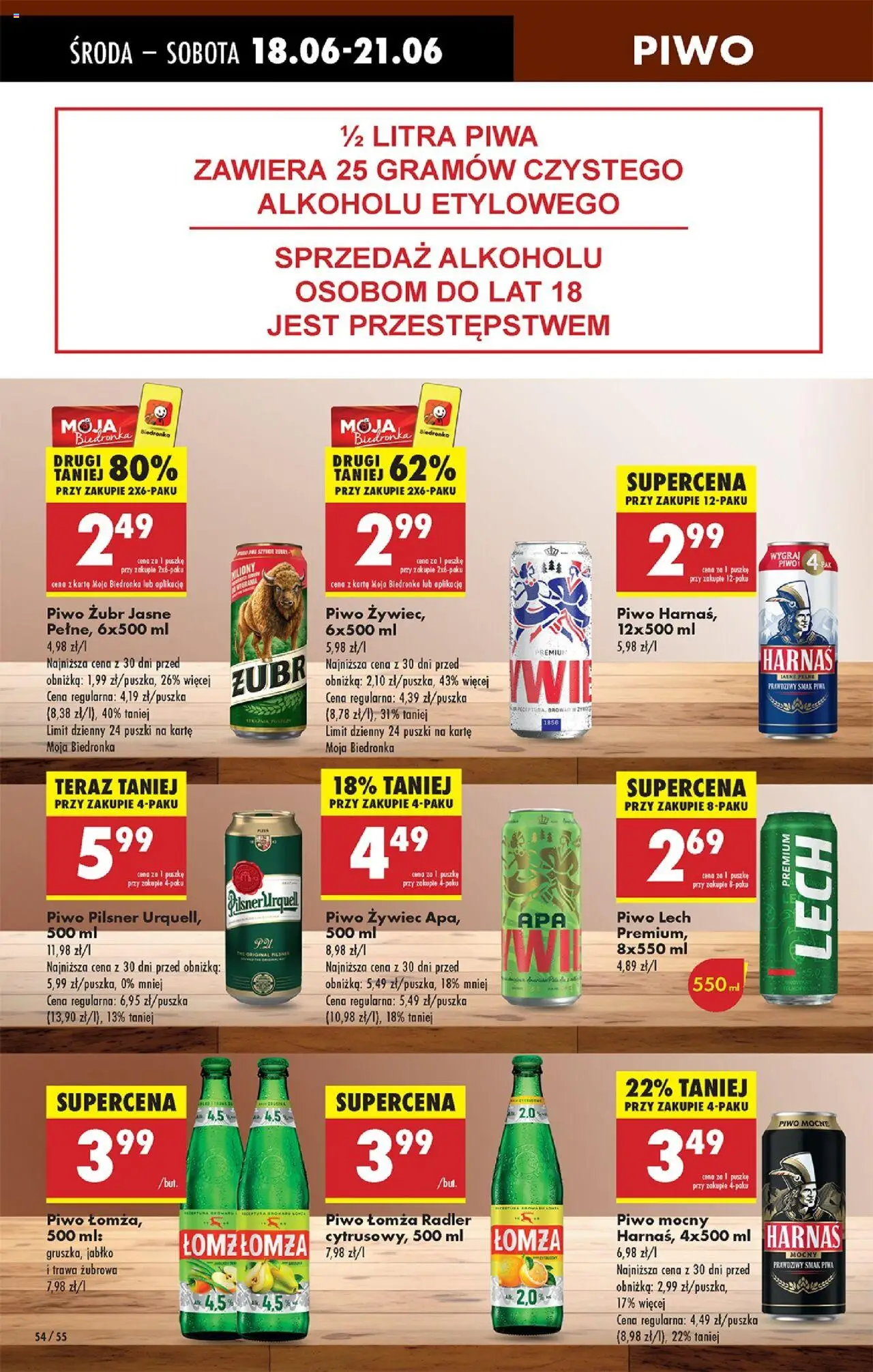 Biedronka gazetka - Oferta W tym tygodniu od 18.06.2025 | Strona: 60 | Produkty: Piwo żubr, Karta, Harnaś, Piwo