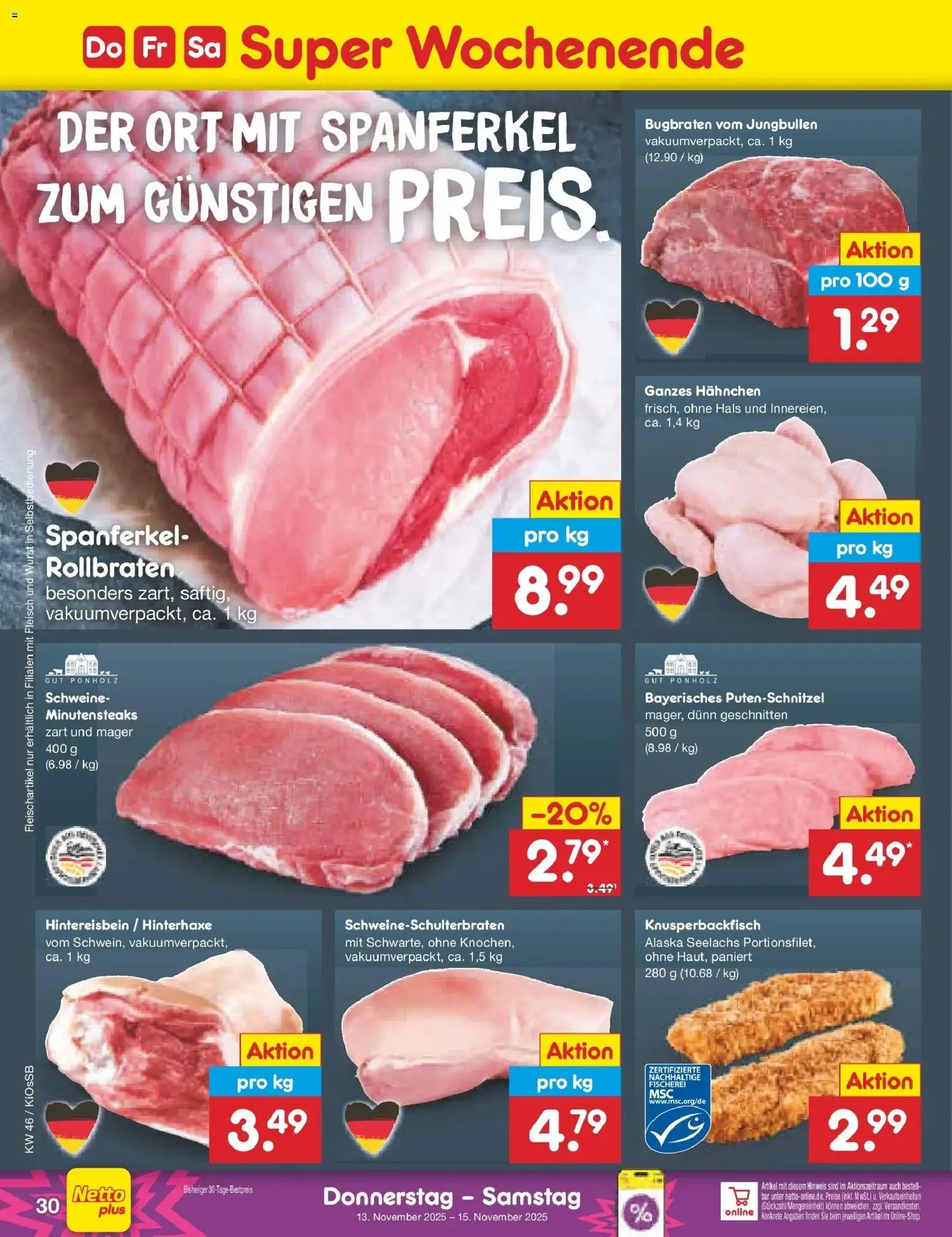 Netto Marken-Discount - Netto: Wochenangebote – gültig ab 10.11.2025 | Seite: 38 | Produkte: Hahnchen, Putenschnitzel, Wurst, Fleisch