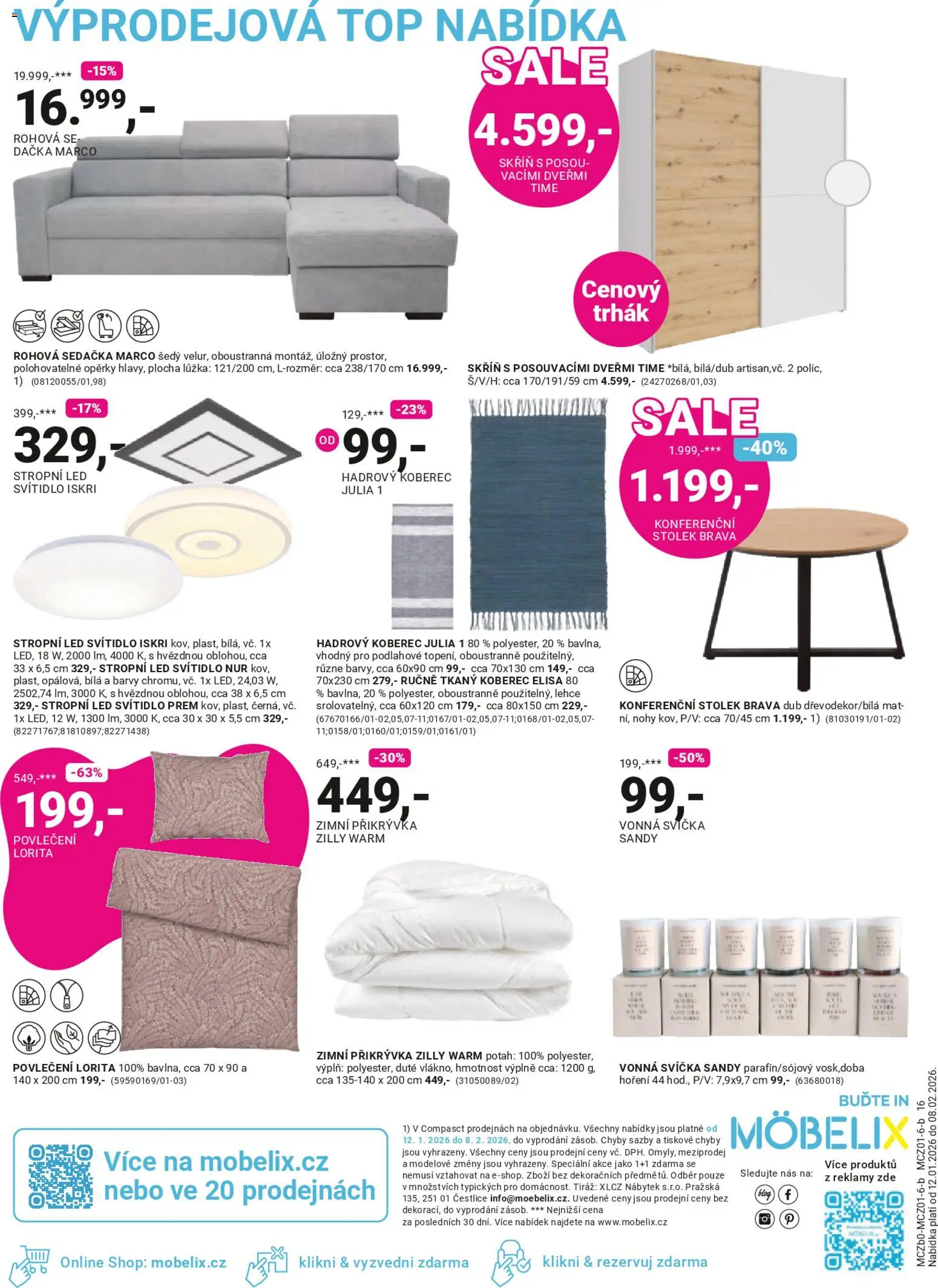 Möbelix leták od 12.01.2026 | Strana: 16 | Produkty: Svíčka, Nábytek, Stolek, Skříň