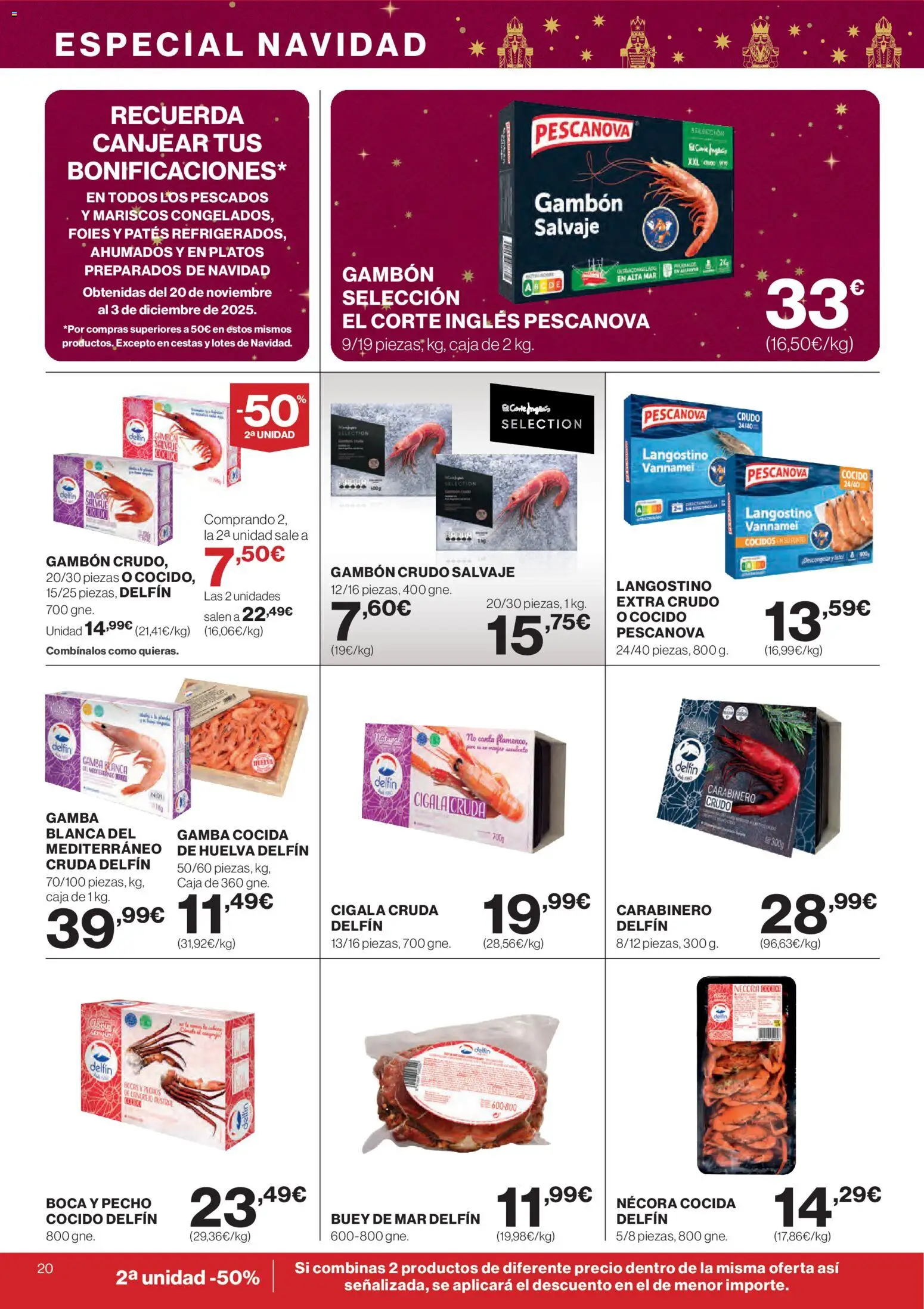 Supercor folleto │ válido desde el 04.12.2025 | Página: 20 | Productos: Caja, Langostino, Gamba