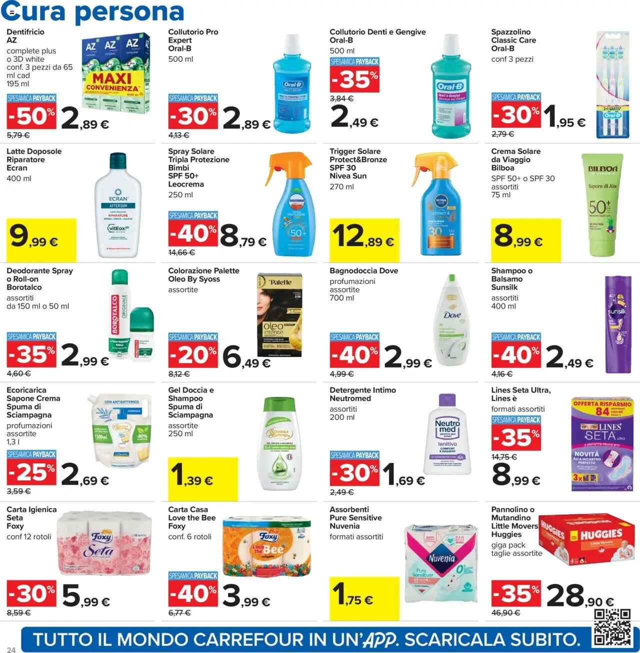Volantino Carrefour del 07.08.2025 | Pagina: 24 | Prodotti: Deodorante, Spazzolino, Detergente intimo, Doccia