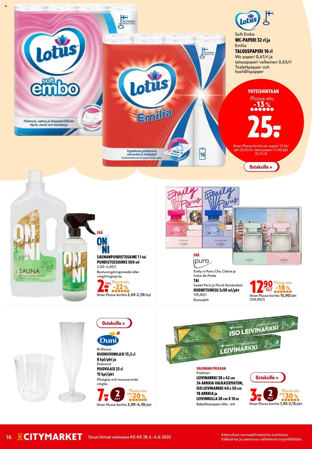  | Sivu: 16 | Tuotteet: Wc-paperi, Puhdistussuihke
