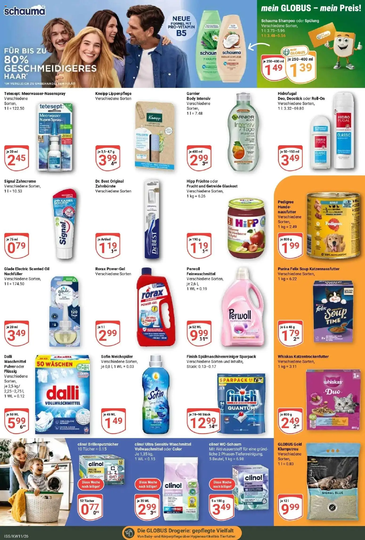 Globus prospekt Isserstedt	 – gültig ab 09.03.2026 | Seite: 16 | Produkte: Shampoo, Spülmaschinenreiniger, Pedigree, Getreide
