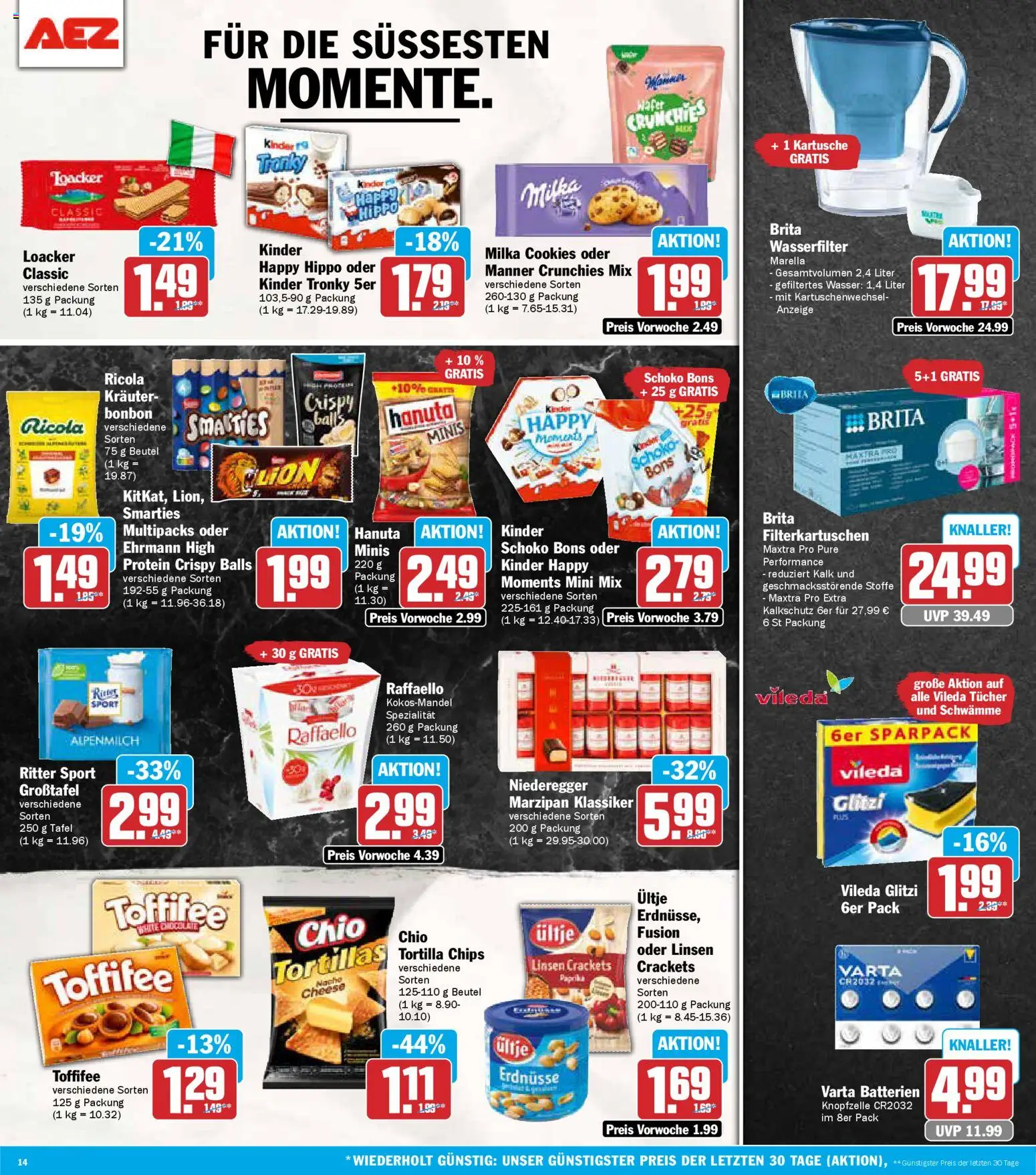 AEZ Prospekt 	 – gültig ab 17.11.2025 | Seite: 14 | Produkte: Erdnüsse, Smarties, Paprika, Toffifee