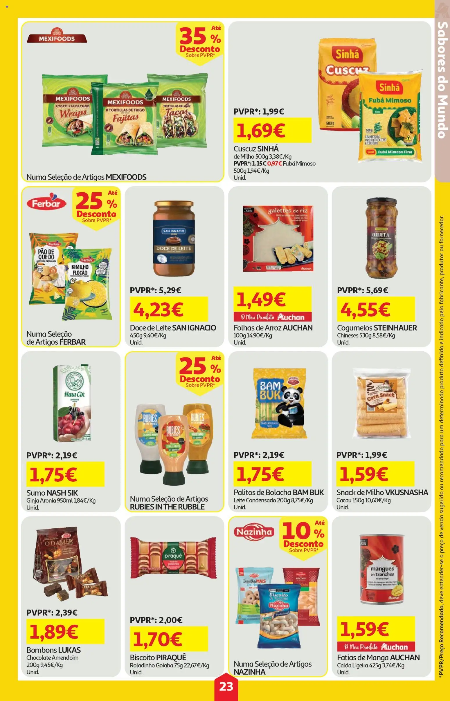 Auchan folheto │ válido de 23.04.2026 | Página: 23 | Produtos: Doce de leite, Pão, Chocolate, Milho