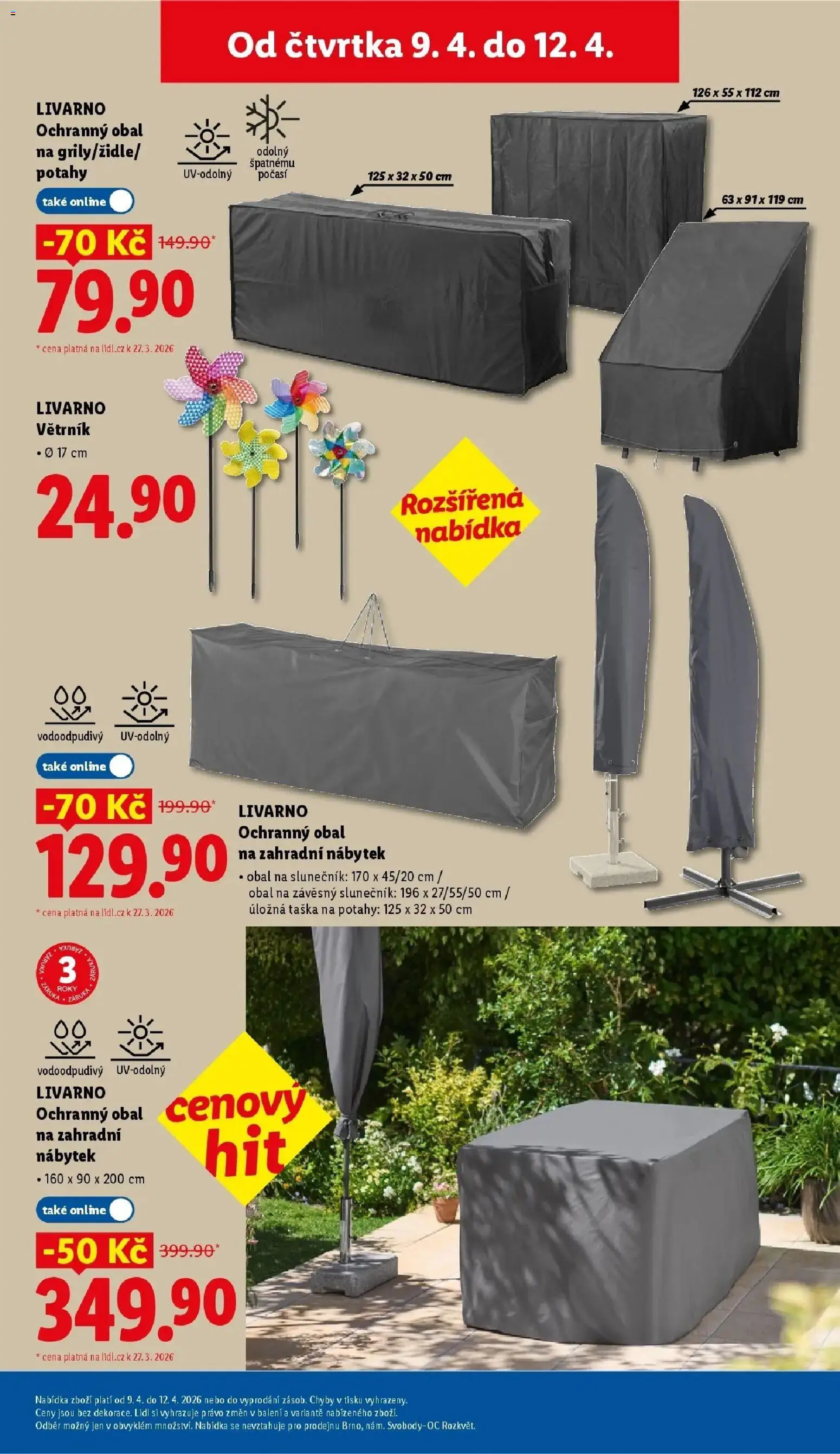 Lidl aktuální leták od 09.04.2026 | Strana: 31 | Produkty: Obal na zahradní nábytek, Taška, Větrník, Zahradní nábytek