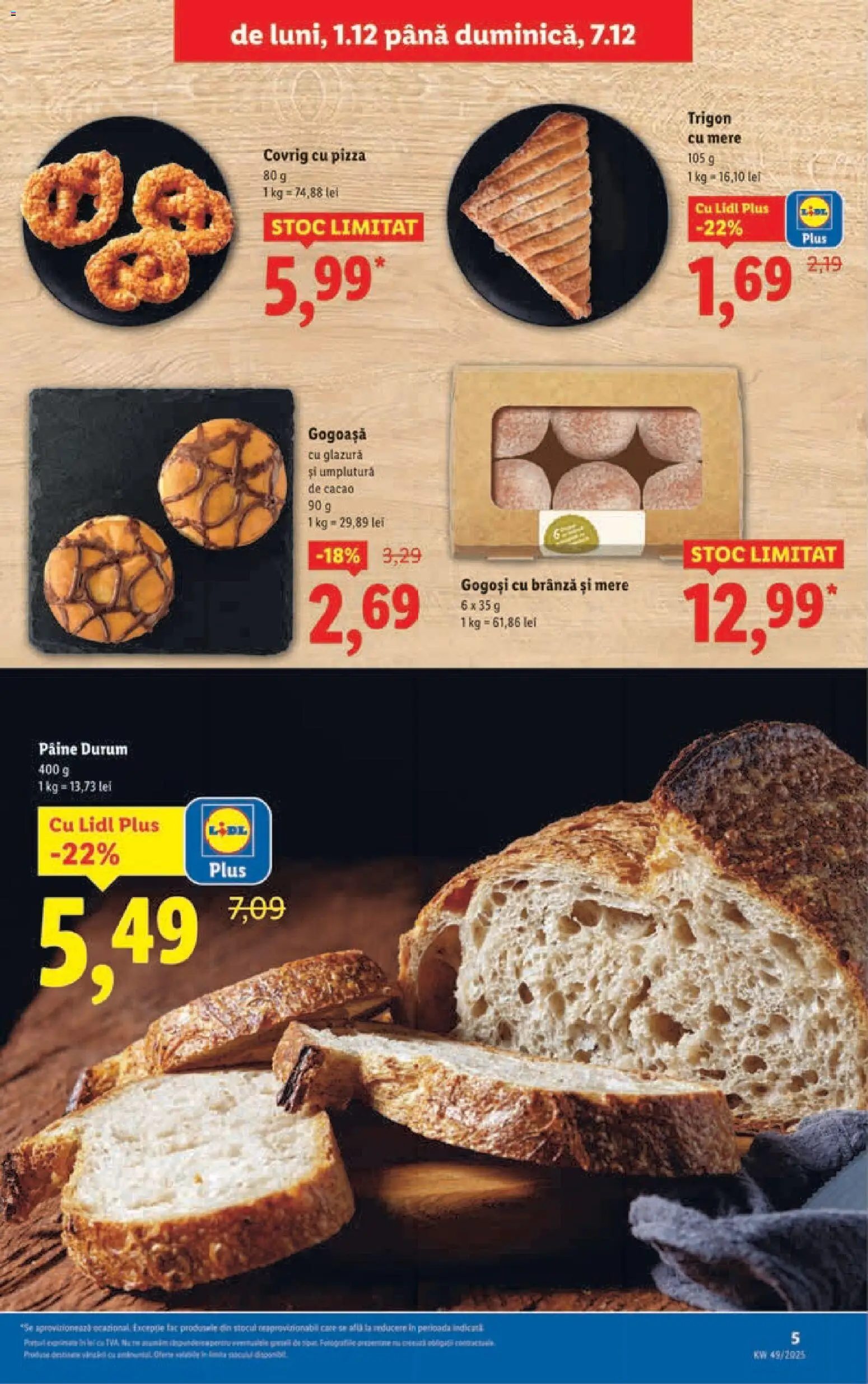 Noul catalog Lidl – valabil de la 01.12.2025 | Pagină: 5 | Produse: Brânză, Pizza, Mere, Cacao