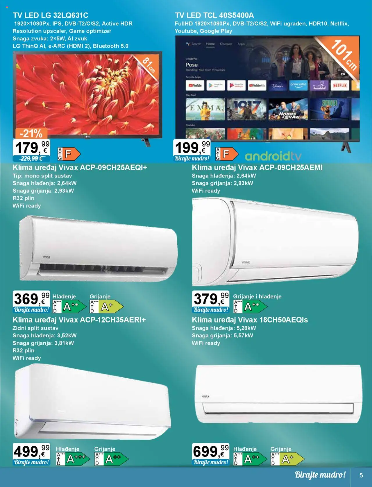 KTC katalog | vrijedi od 20.06.2025 | Stranica: 5 | Proizvodi: Klima uređaj, Klima, Tv, Video