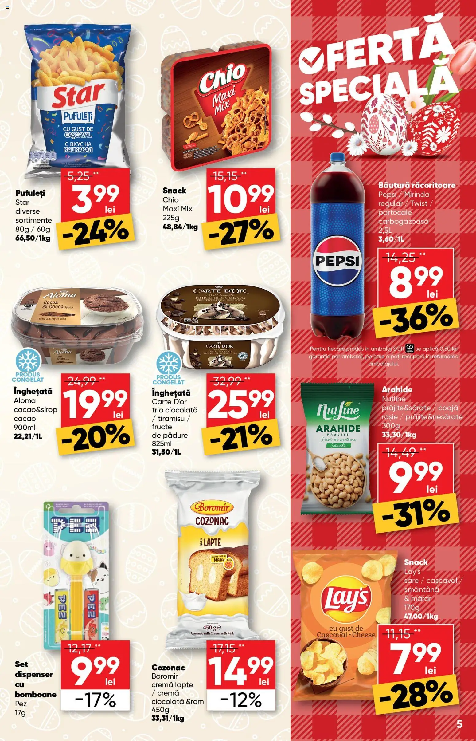 Noul catalog Profi – valabil de la 01.04.2026 | Pagină: 5 | Produse: Lapte, Ciocolată, Pufuleți, Portocale