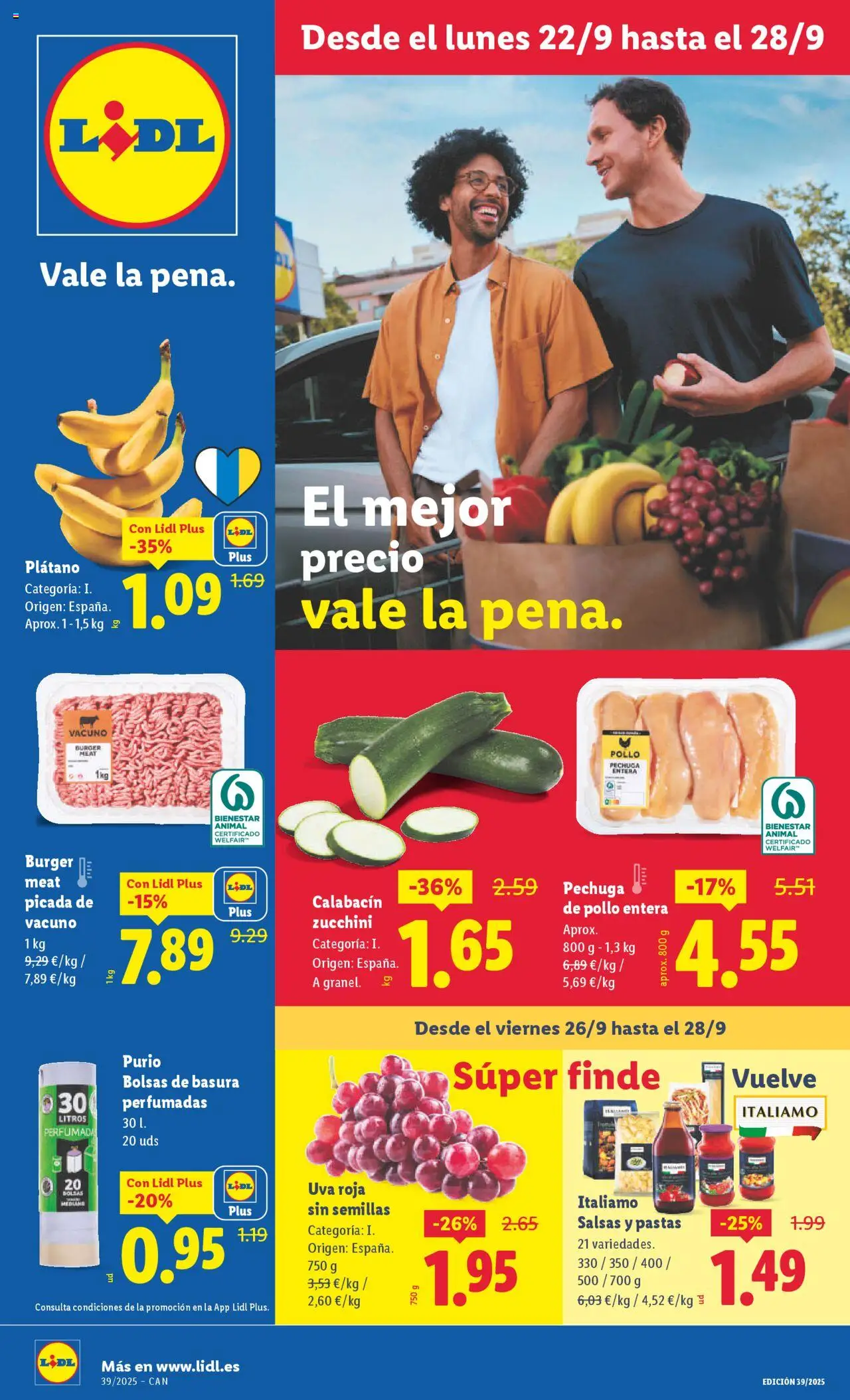 Lidl - Canarias │ válido desde el 22.09.2025 | Página: 1 | Productos: Calabacín, Pasta