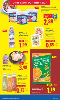 Vista previa Milbona Yogur estilo griego con fruta, 3 variedades: fresa, frutos del bosque o piña, naranja y mandarina. 1 kg válido desde el 24.11.2025 | Página: 7