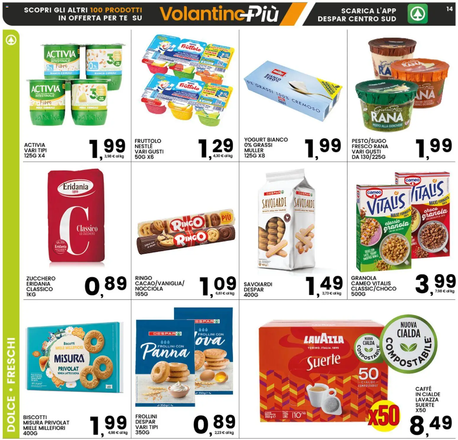 Volantino Interspar del 20.01.2026 | Pagina: 14 | Prodotti: Cereali, Biscotti, Savoiardi, Sugo