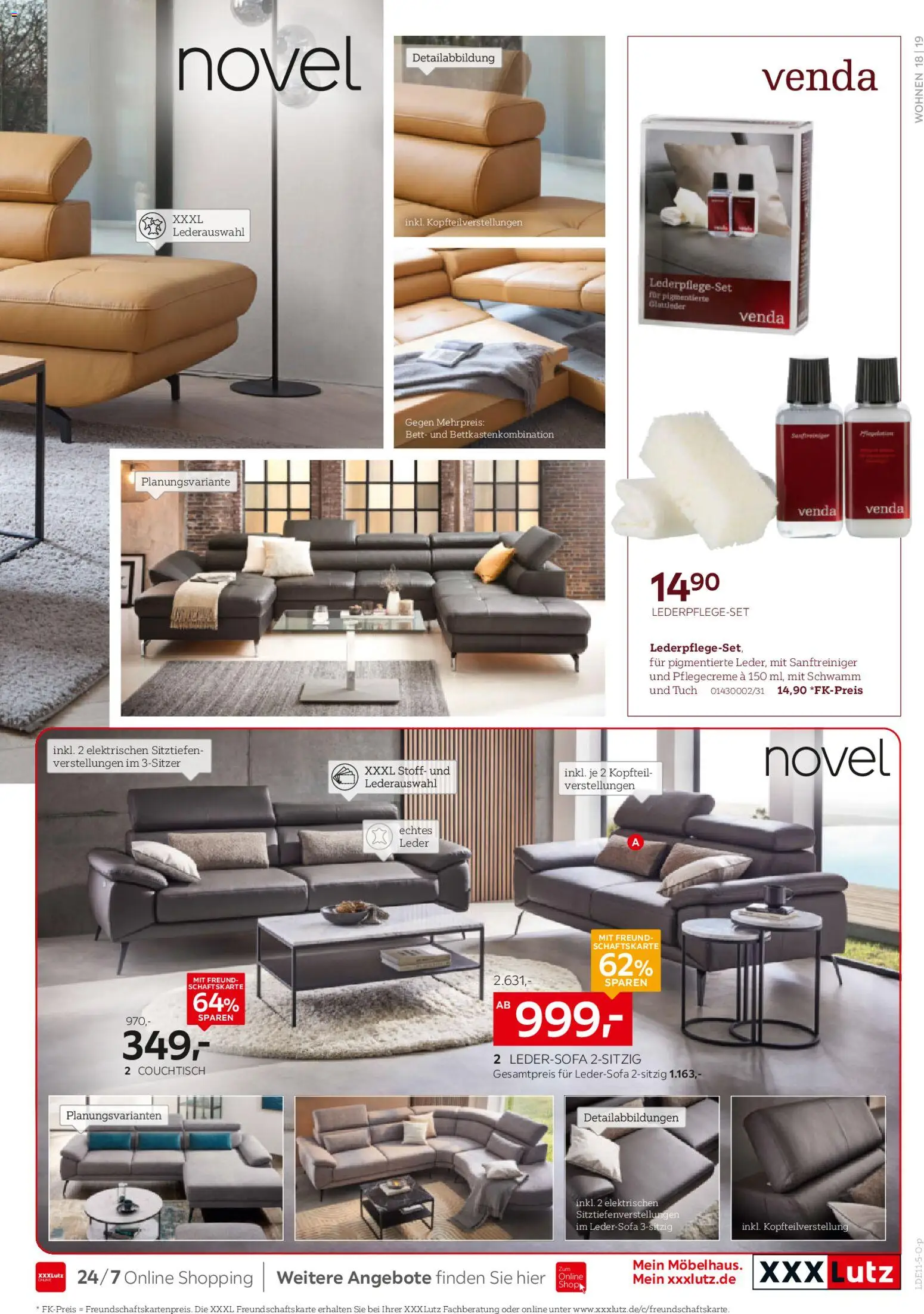 XXXL Lutz Polstermöbel-Testerinnen und -Tester gesucht! – gültig ab 26.10.2025 | Seite: 19 | Produkte: Ledersofa, Bett, Couchtisch