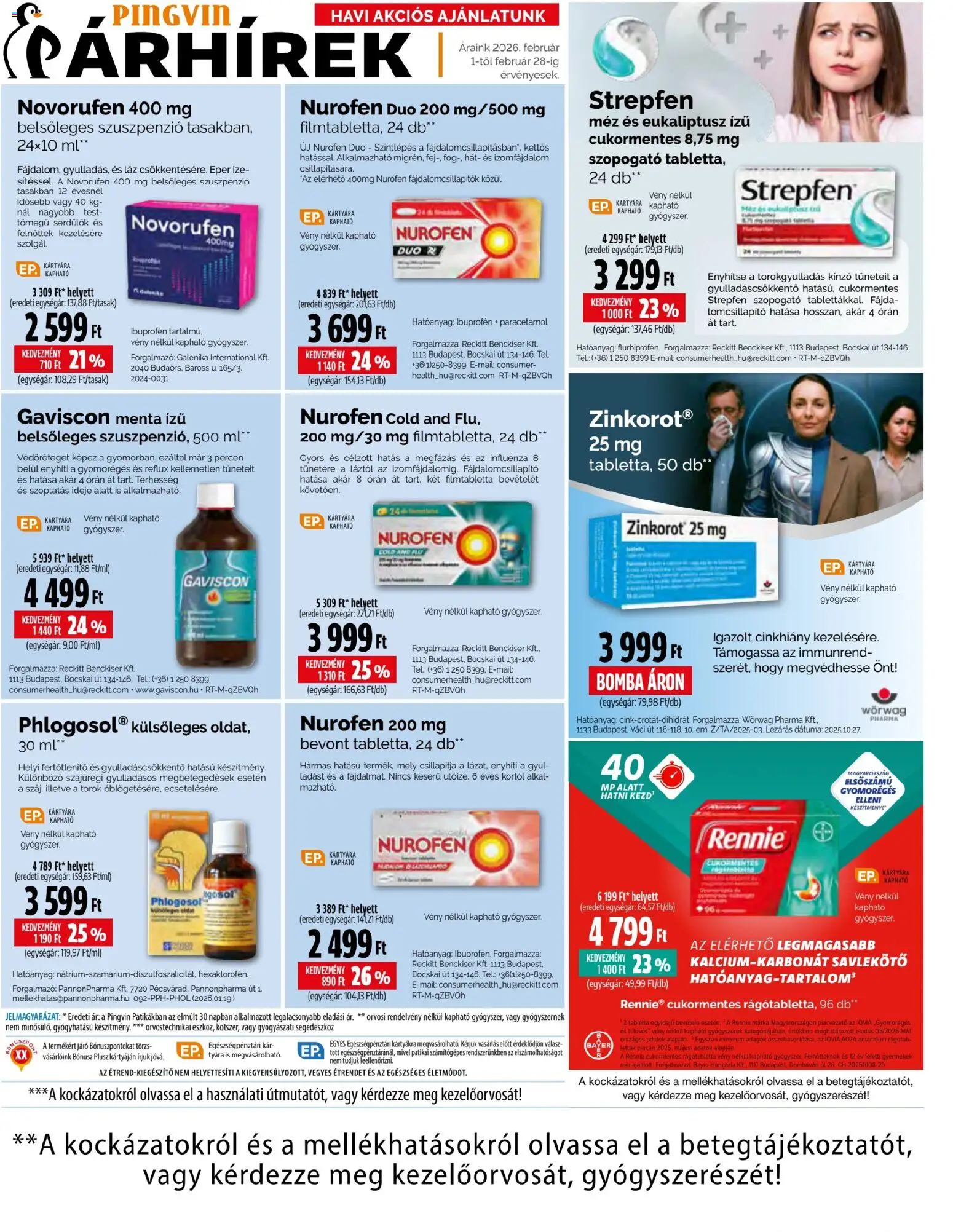 Pingvin Patika akciós ujság - amely érvényes a következő dátumtól: 01.02.2026 | Oldal: 14 | Termékek: Méz, Gyógyszerek, Eper