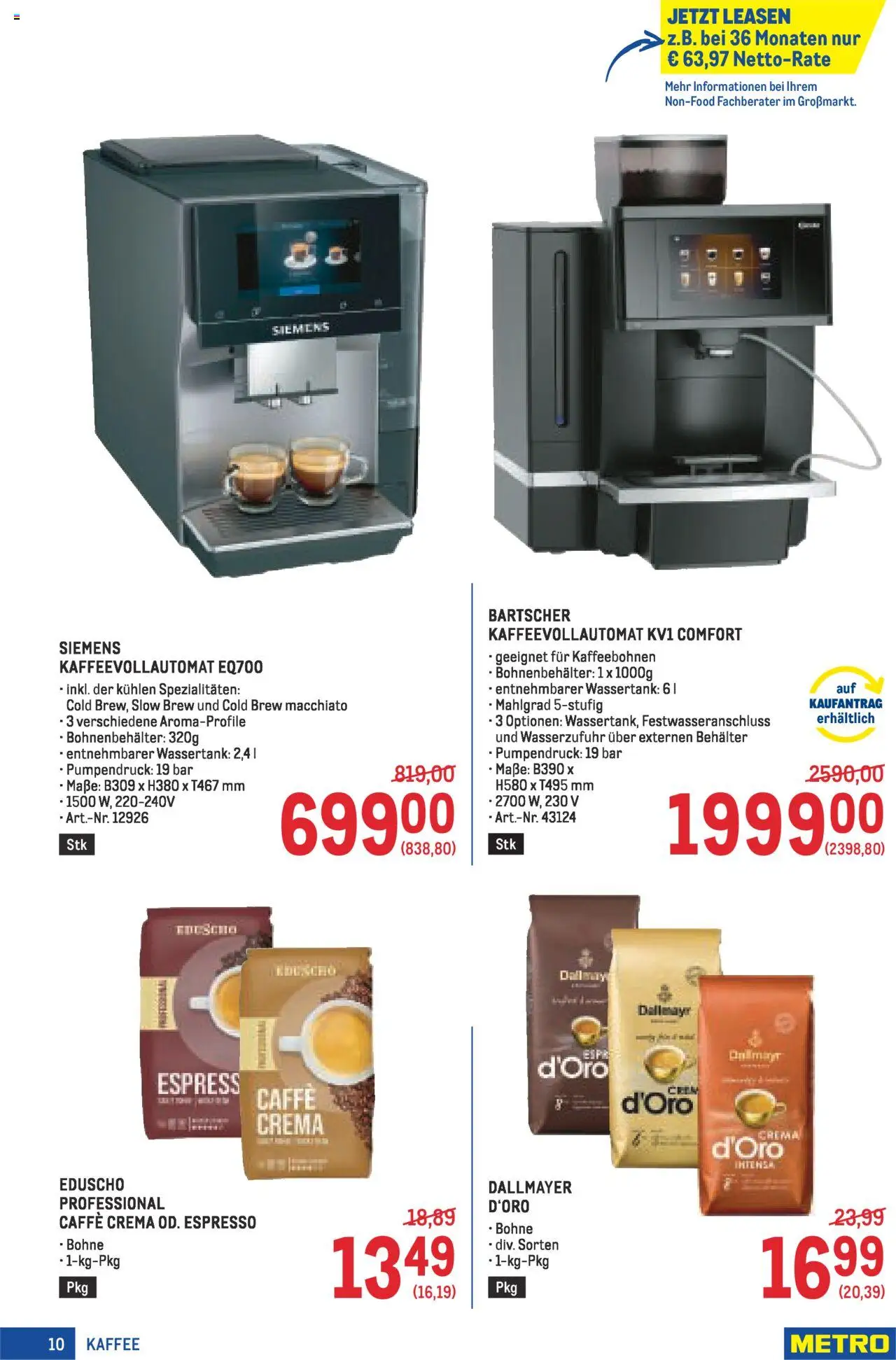 Metro  Kaffee Spezial gültig ab 04.09.2025 | Seite: 10 | Produkte: Kaffee