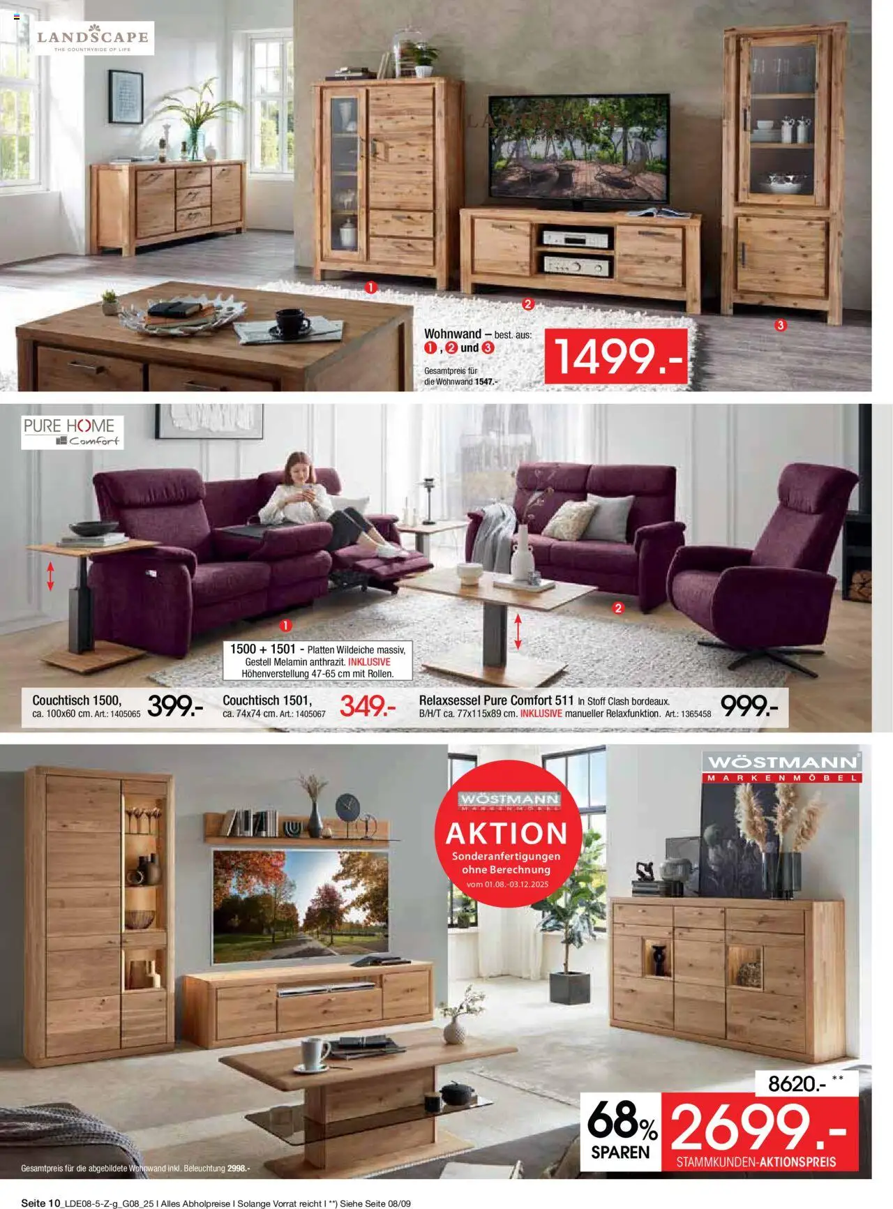 Zurbrüggen Prospekt Bonus Sonder-Tage - gültig ab dem 02.08.2025 | Seite: 10 | Produkte: Relaxsessel, Wohnwand, Couchtisch