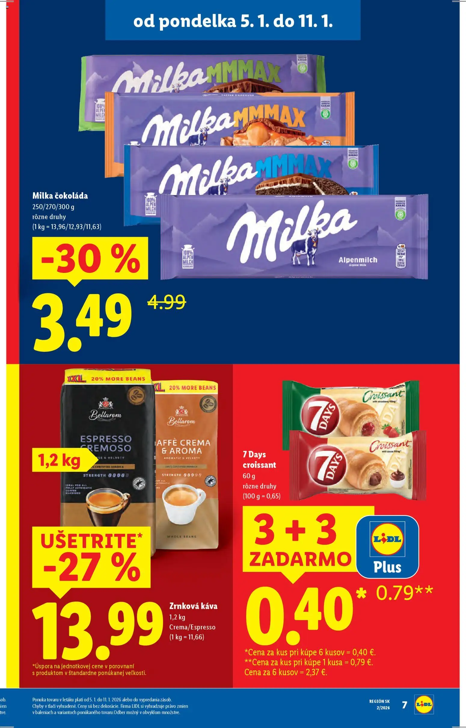 Nové Lidl akcie – leták je platný od 05.01.2026 | Strana: 7 | Produkty: Káva, Čokoláda, Milka, Kakao