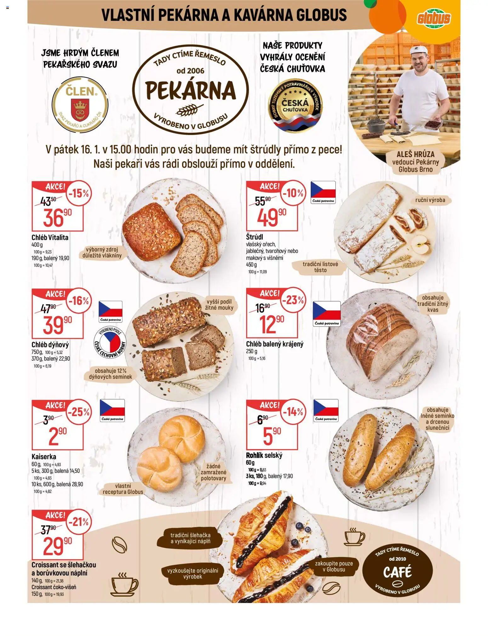 Globus leták - Brno od 14.01.2026 | Strana: 6 | Produkty: Chléb, Rohlík, Pekárna, Těsto