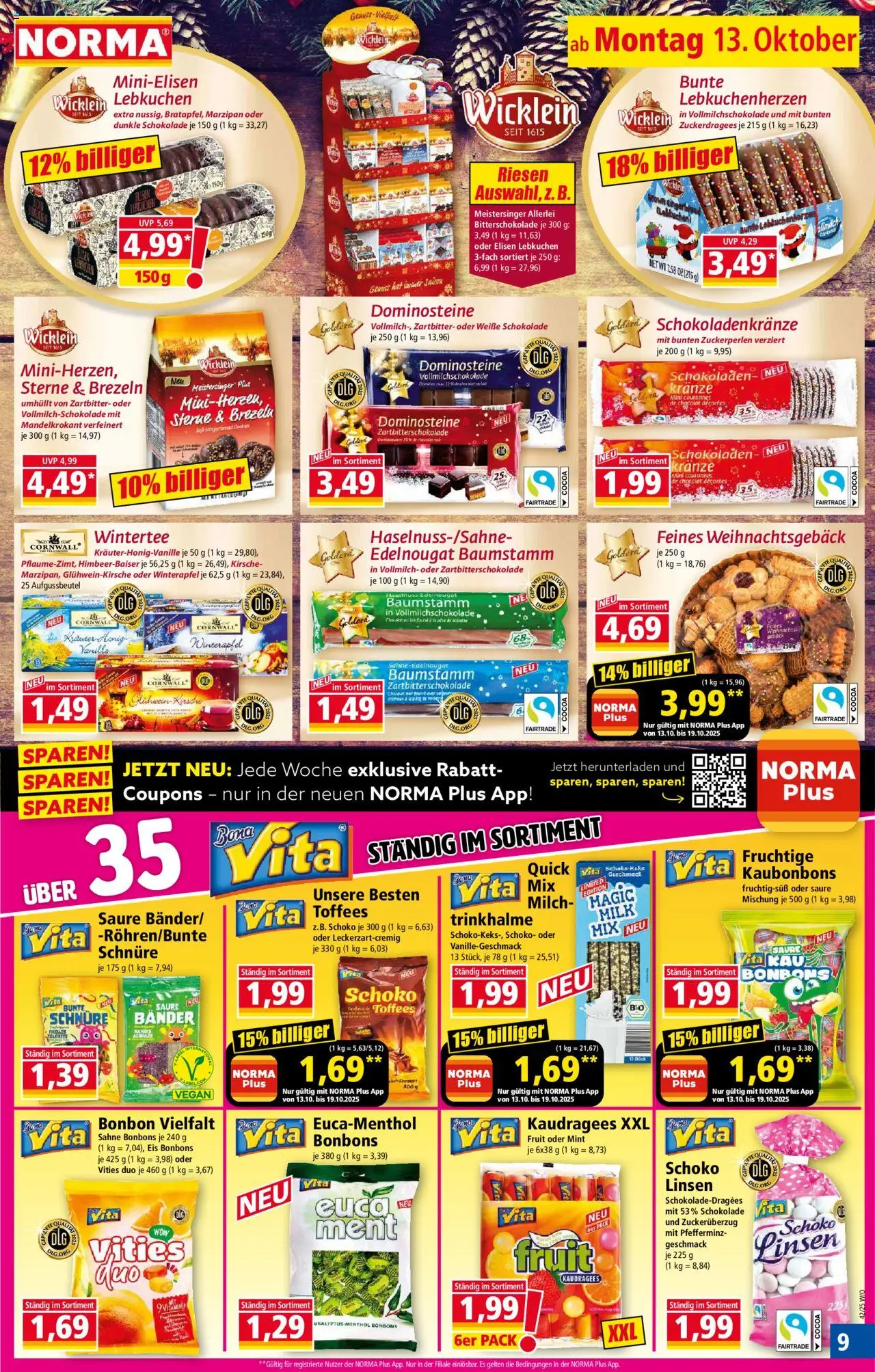 Norma Prospekt 	 – gültig ab 13.10.2025 | Seite: 9 | Produkte: Milch, Schokolade, Sahne, Eis