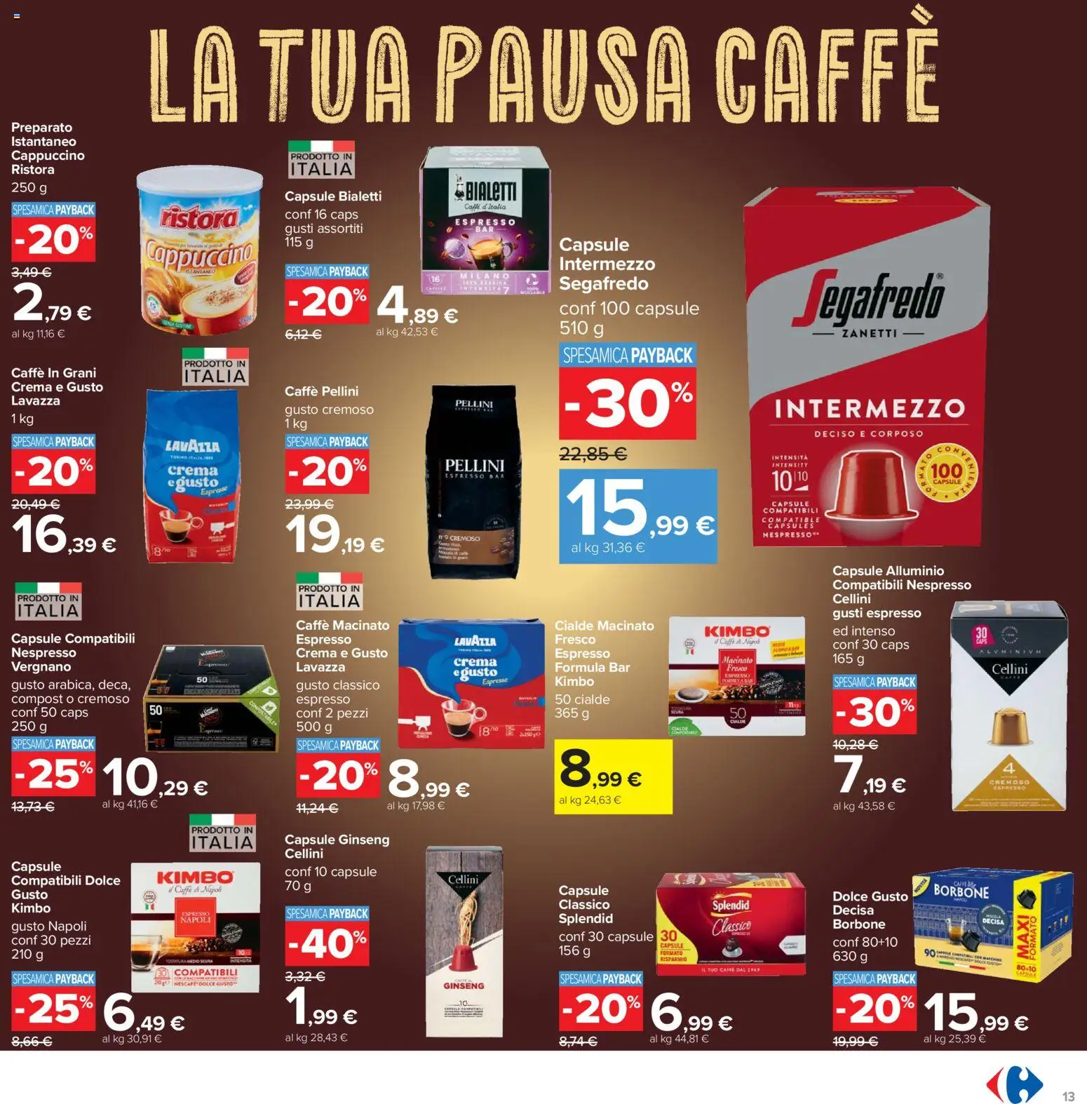 Volantino Carrefour del 02.12.2025 | Pagina: 13 | Prodotti: Crema, Caffè, Caffè in grani, Macinato