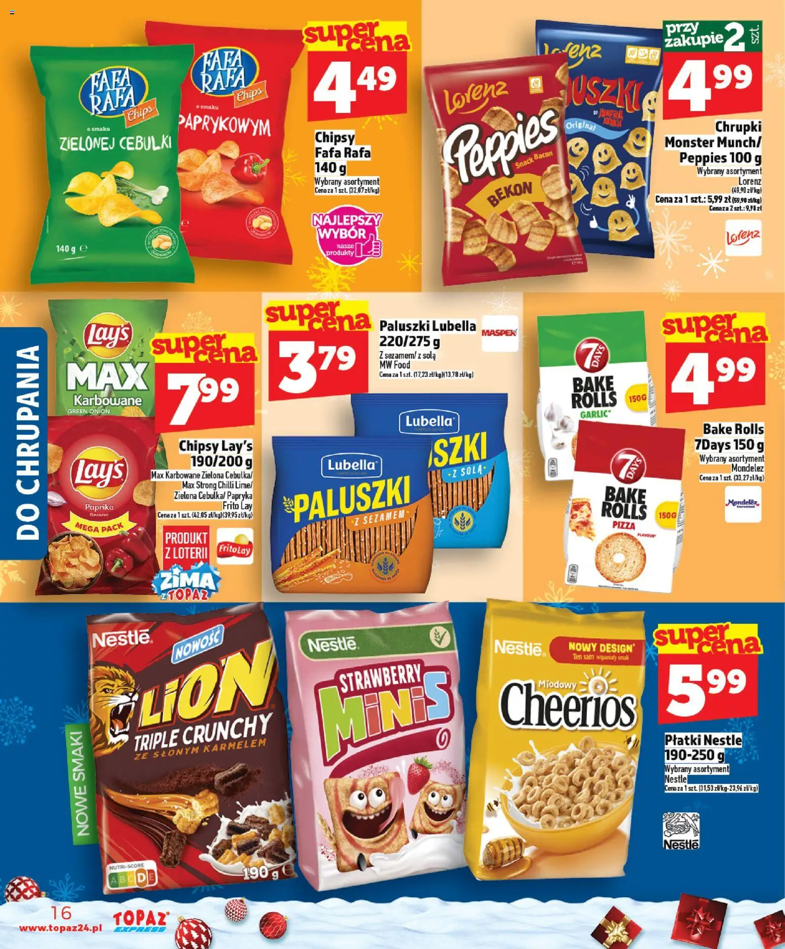 Topaz Gazetka - Express od 04.12.2025 | Strona: 16 | Produkty: Chipsy, Chrupki, Papryka, Płatki