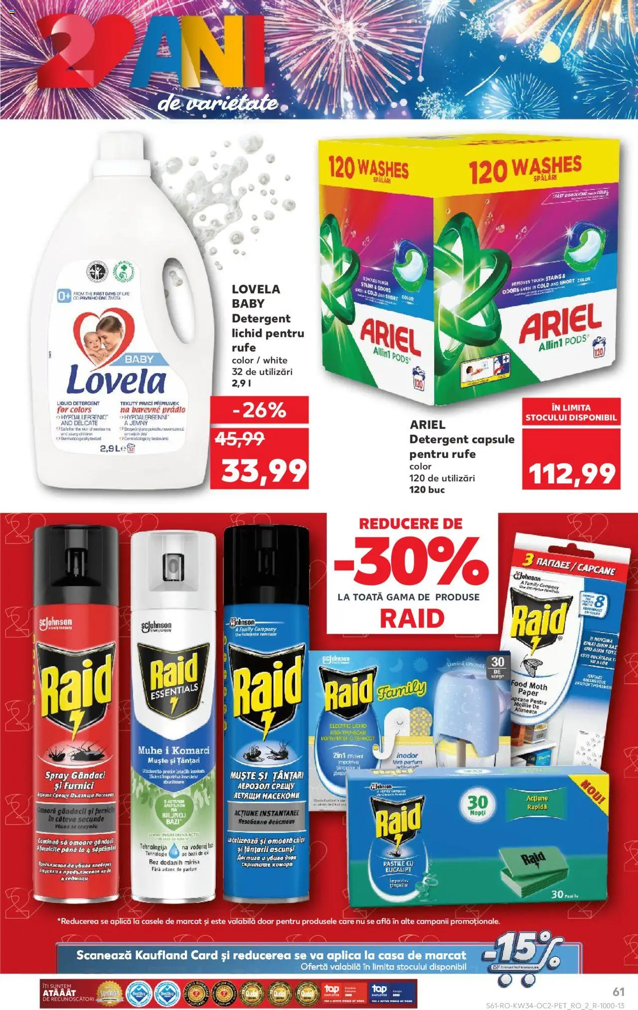 Kaufland RO akciós ujság - amely érvényes a következő dátumtól: 20.08.2025 | Oldal: 61 | Termékek: Ariel, Parfüm