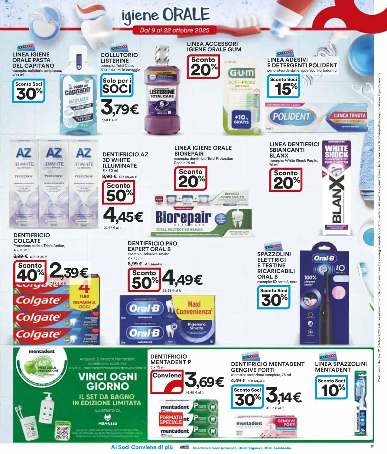 Volantino Ipercoop del 09.10.2025 | Pagina: 27 | Prodotti: Dentifricio, Collutorio, Mele, Bagno