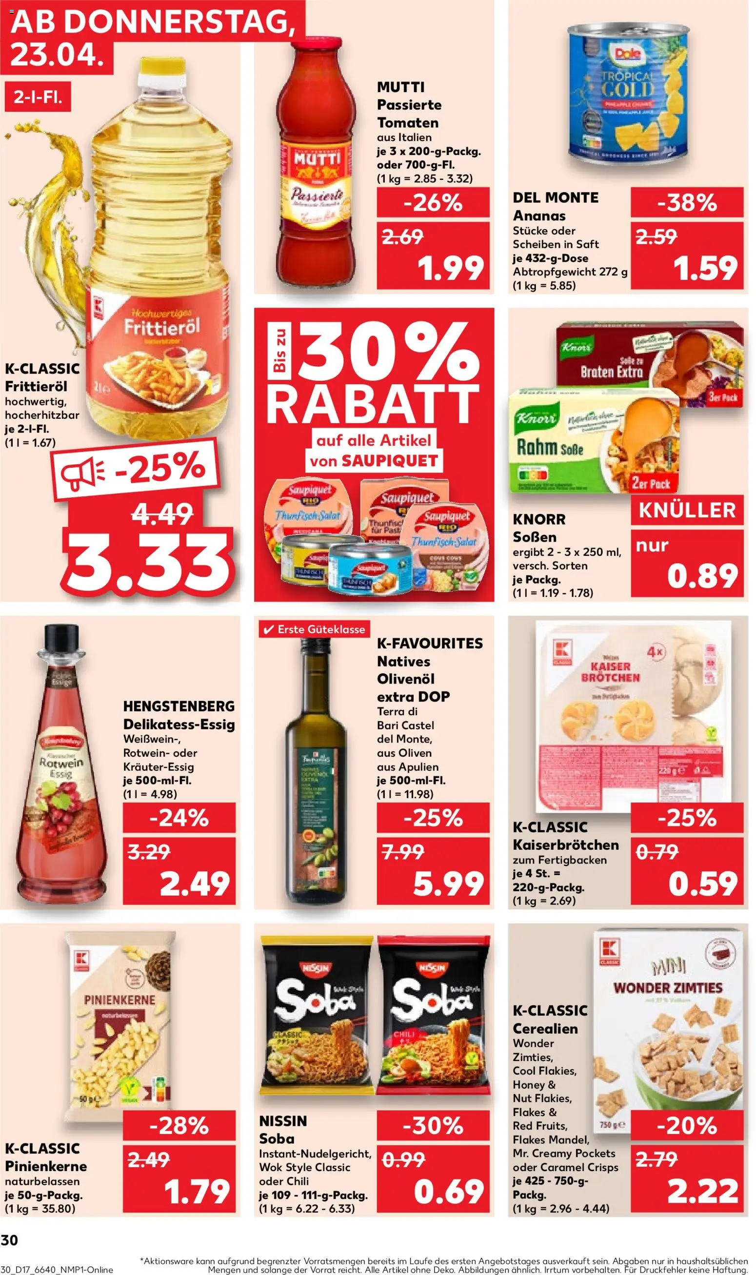 Kaufland Německo leták od 23.04.2026 | Strana: 30 | Produkty: Ananas, Knorr