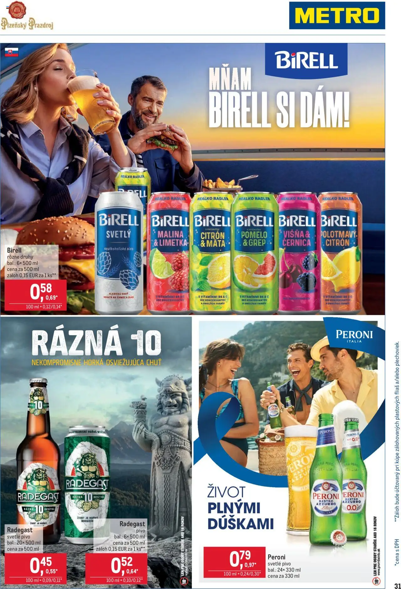 Metro Obchodní partneri │ platný od 27.08.2025 | Strana: 31 | Produkty: Pivo, Radegast, Nealkoholické pivo, Pomelo
